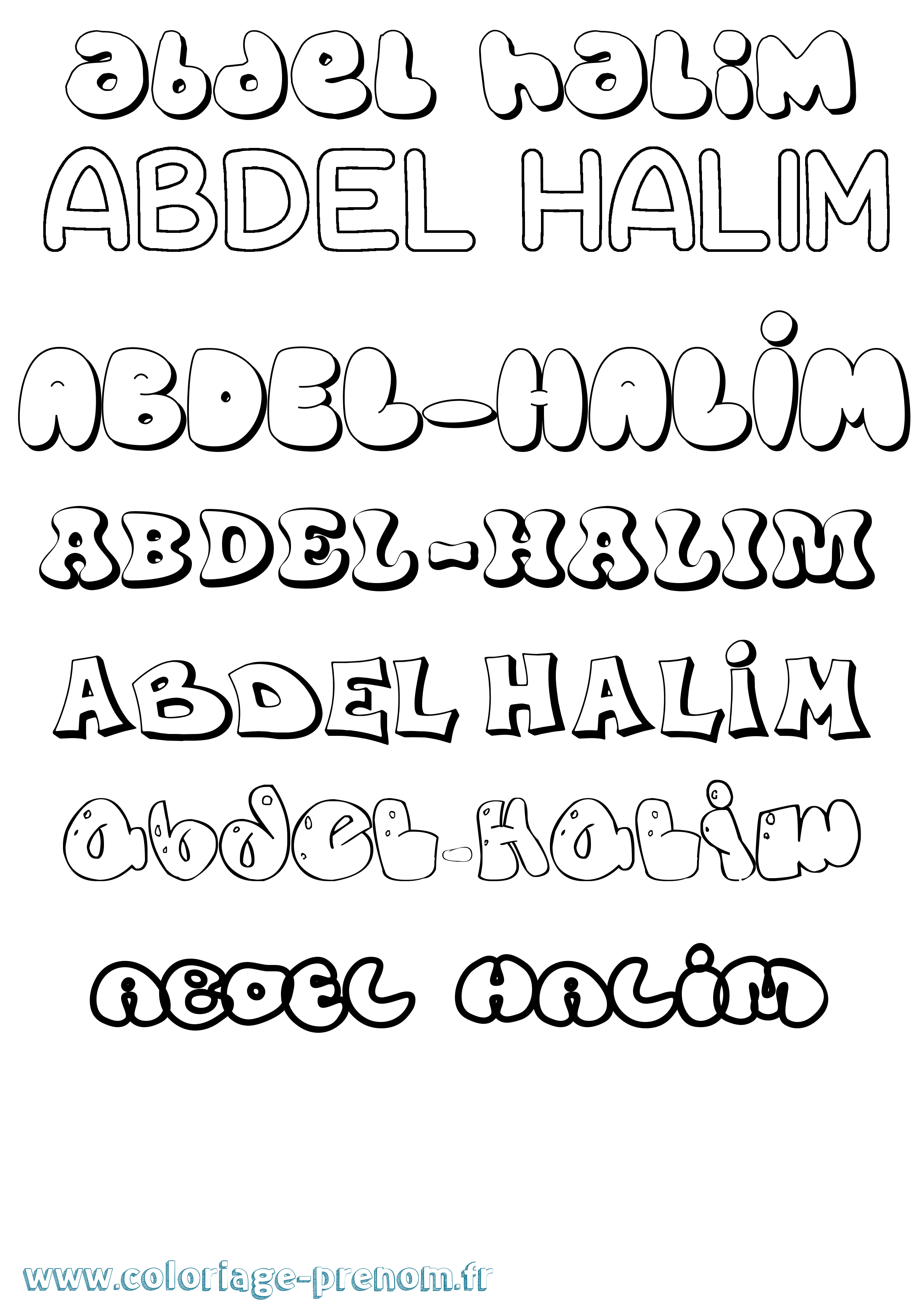 Coloriage prénom Abdel-Halim Bubble