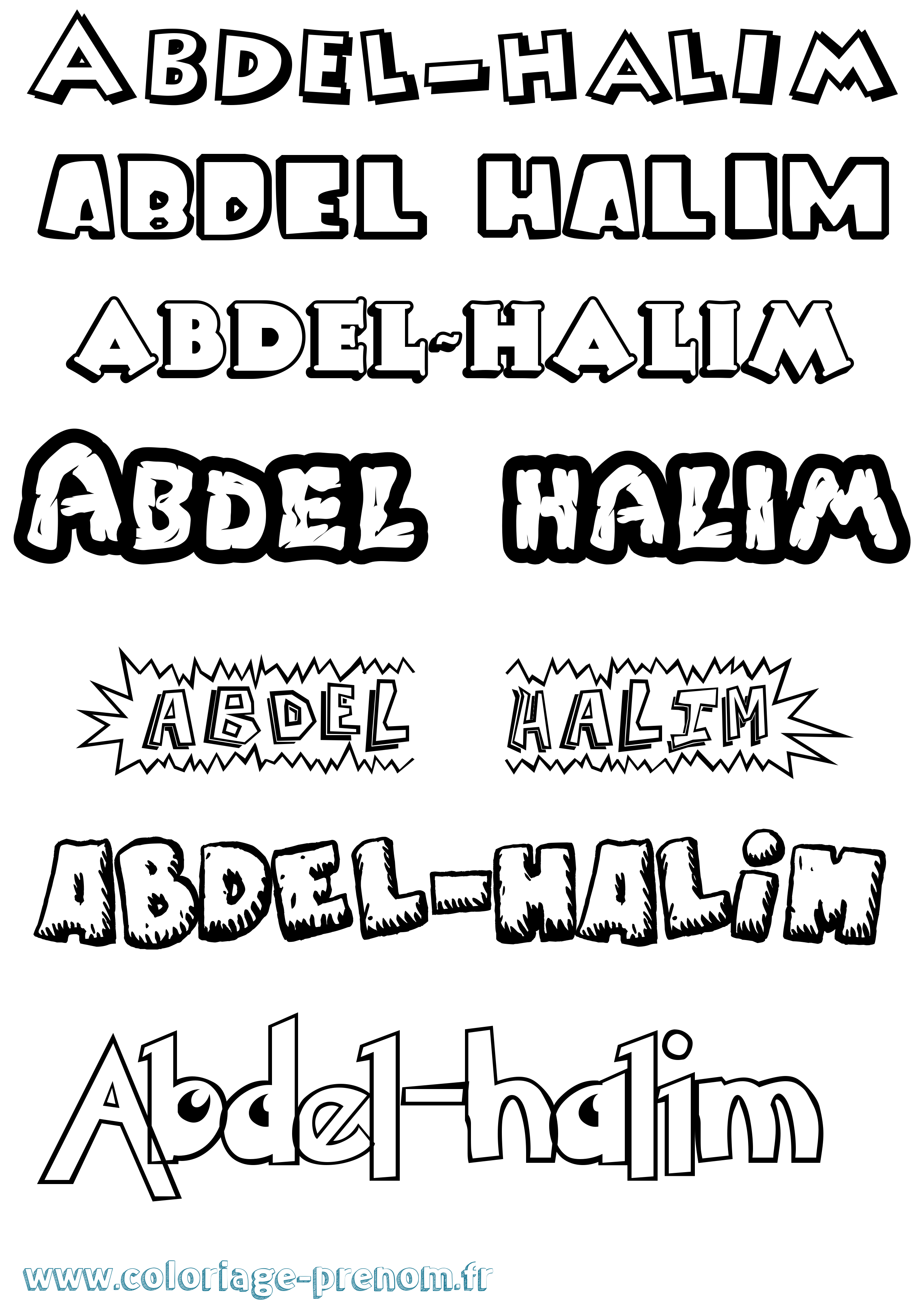 Coloriage prénom Abdel-Halim Dessin Animé