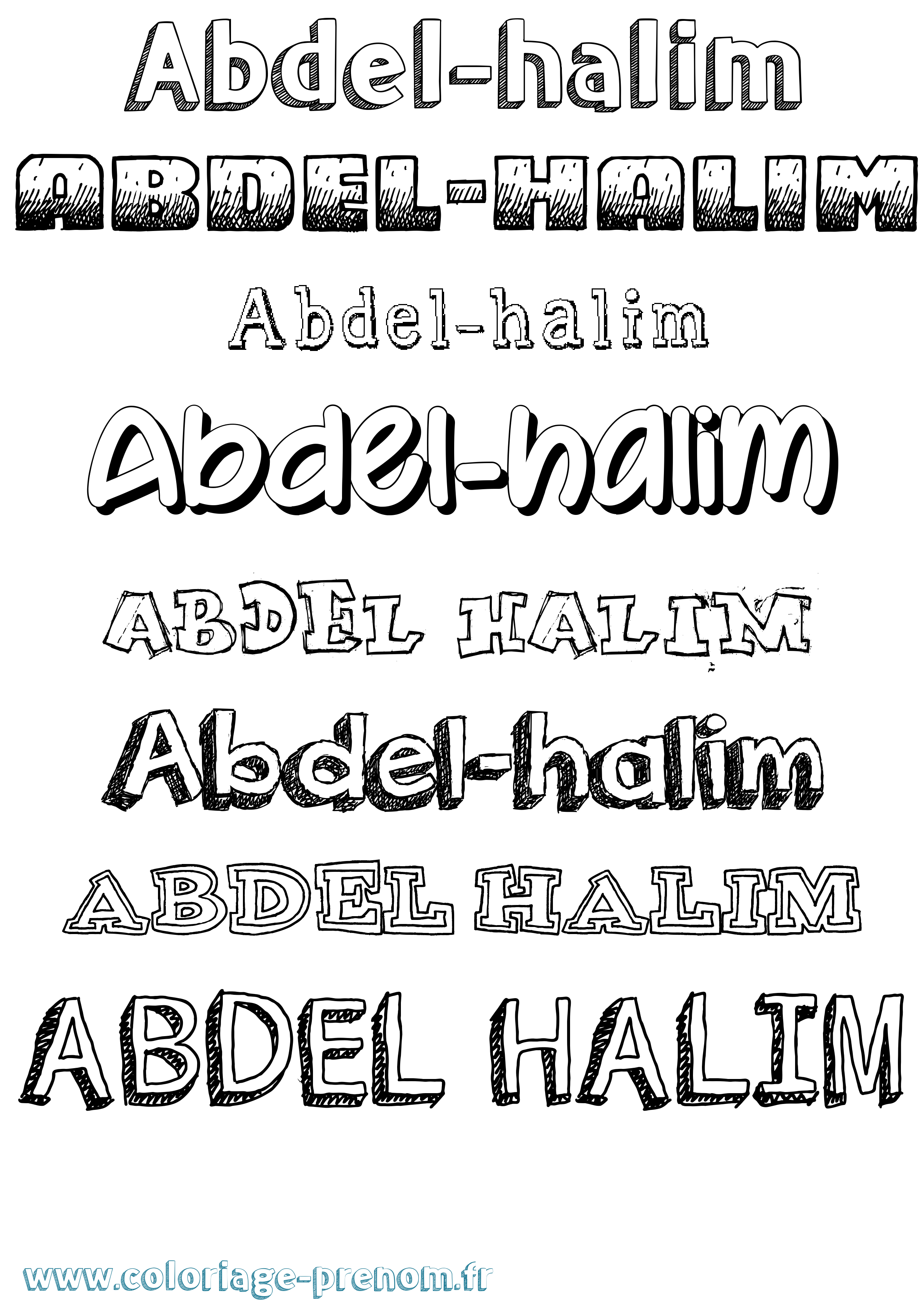 Coloriage prénom Abdel-Halim Dessiné