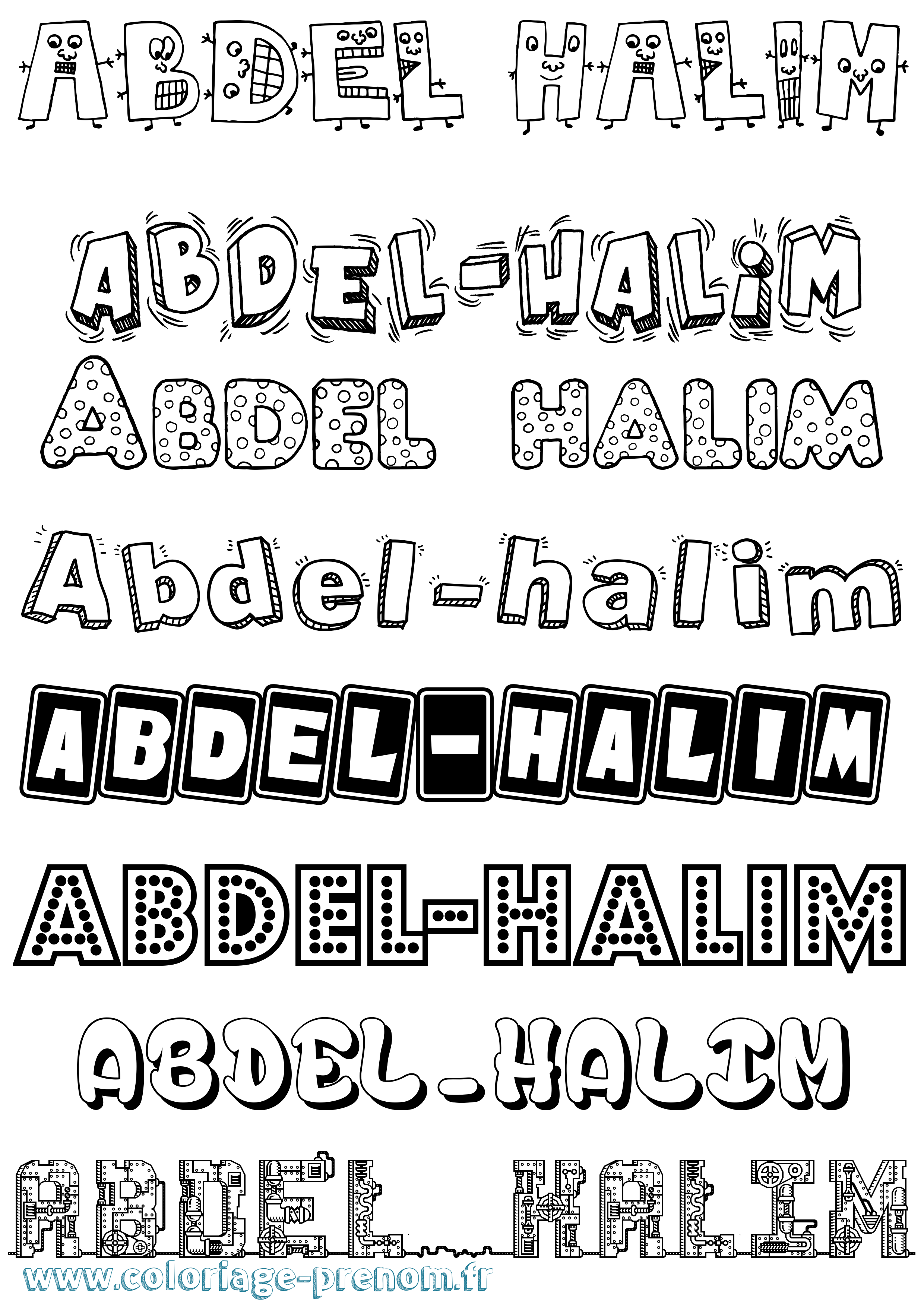 Coloriage prénom Abdel-Halim Fun