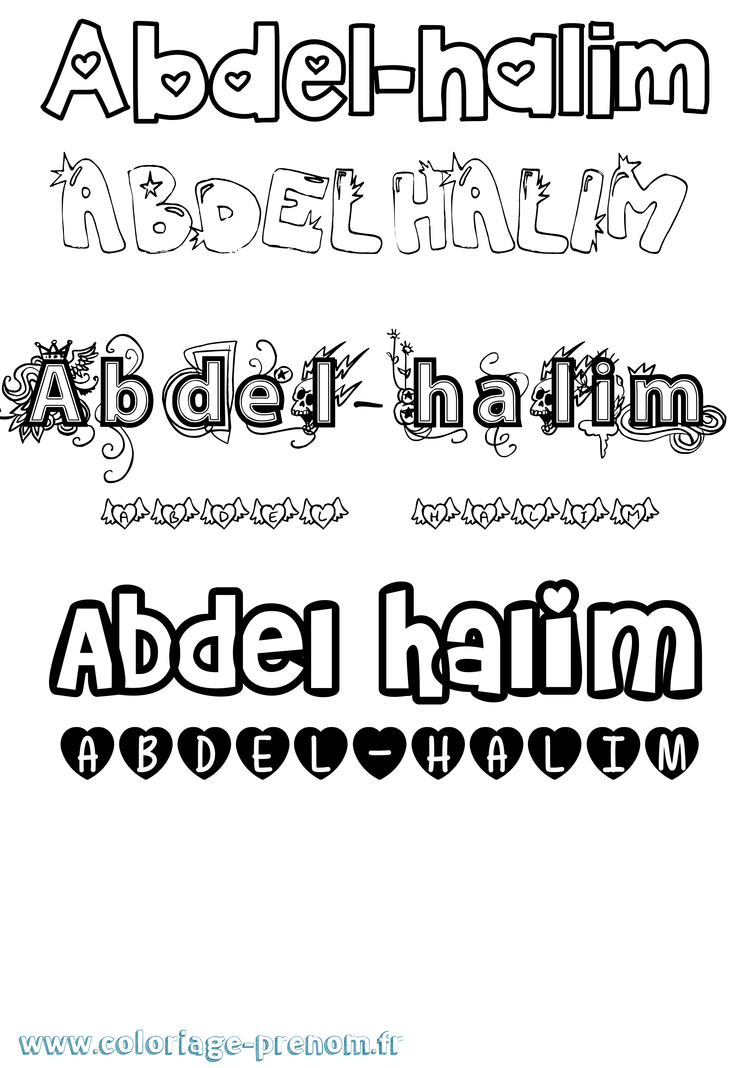 Coloriage prénom Abdel-Halim Girly
