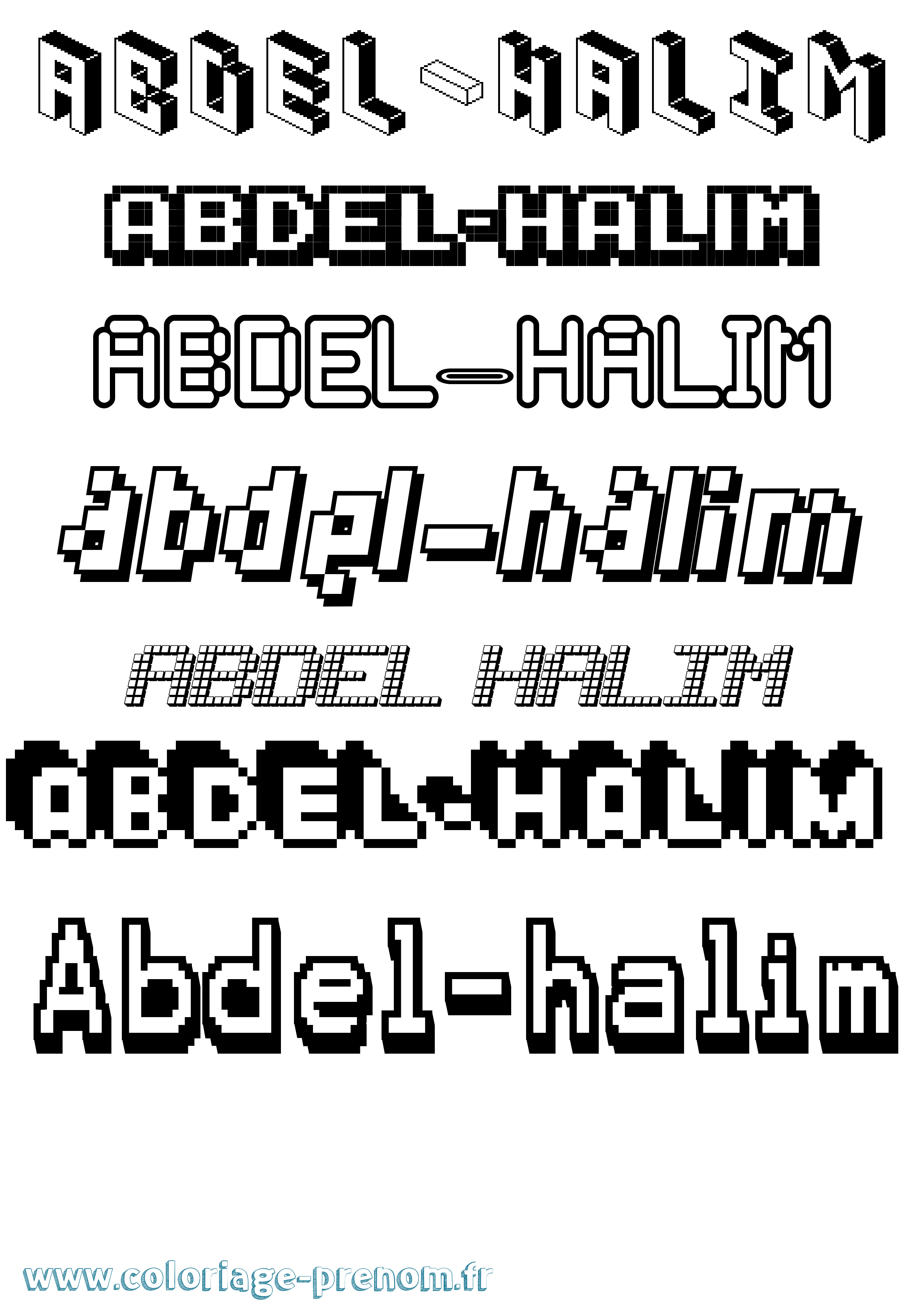 Coloriage prénom Abdel-Halim Pixel