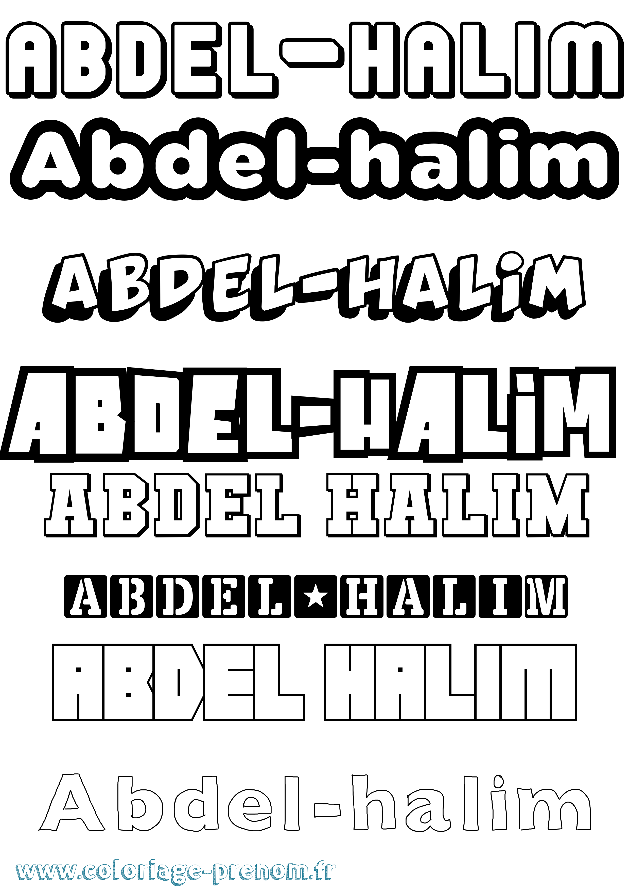 Coloriage prénom Abdel-Halim Simple