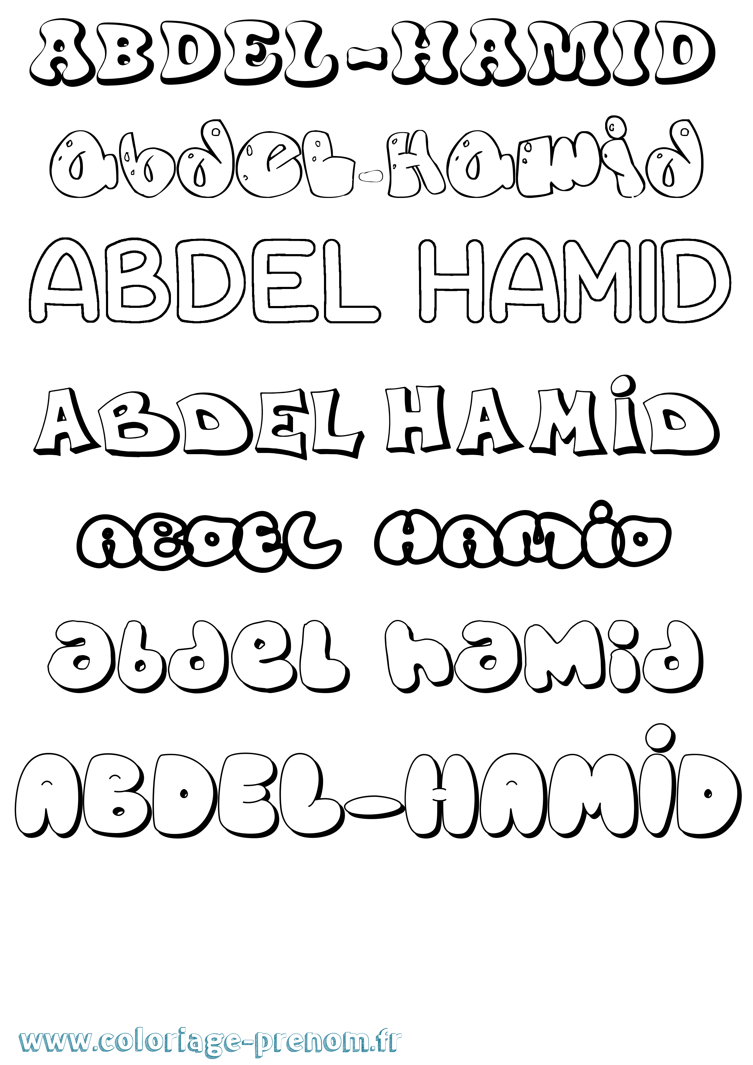 Coloriage prénom Abdel-Hamid Bubble