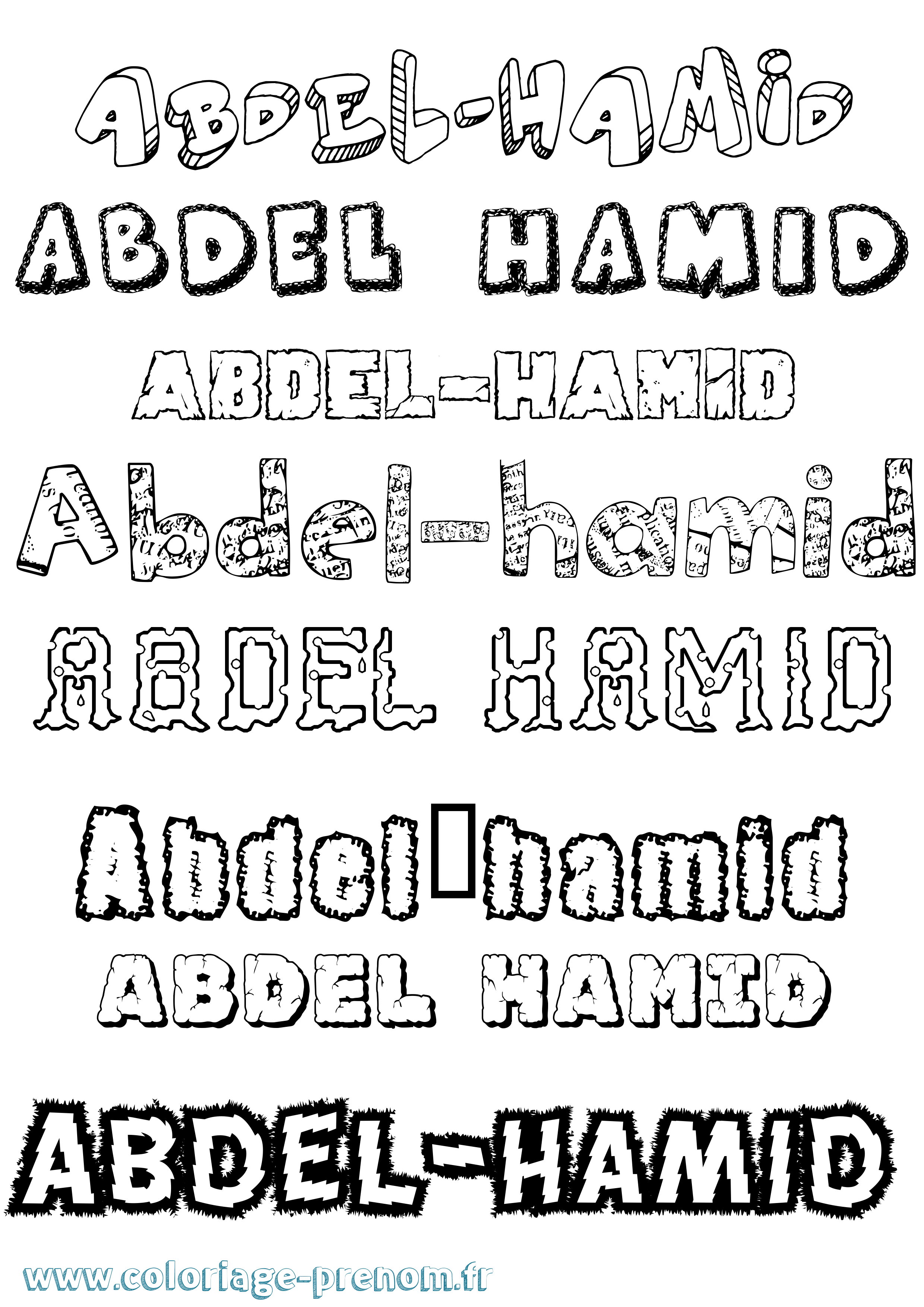 Coloriage prénom Abdel-Hamid Destructuré