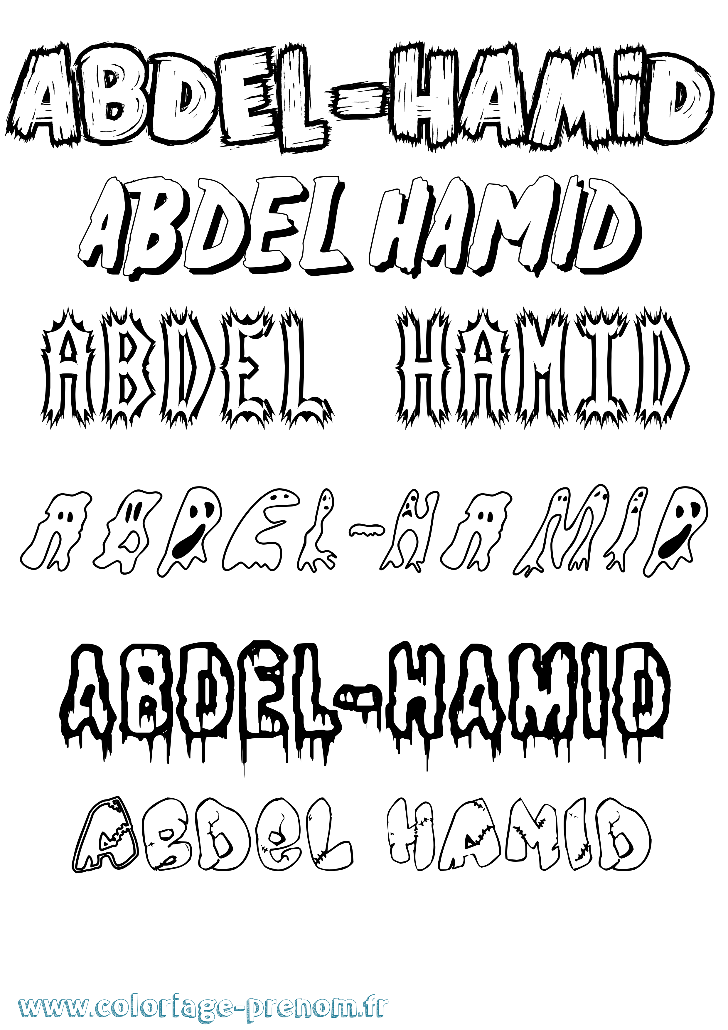 Coloriage prénom Abdel-Hamid Frisson