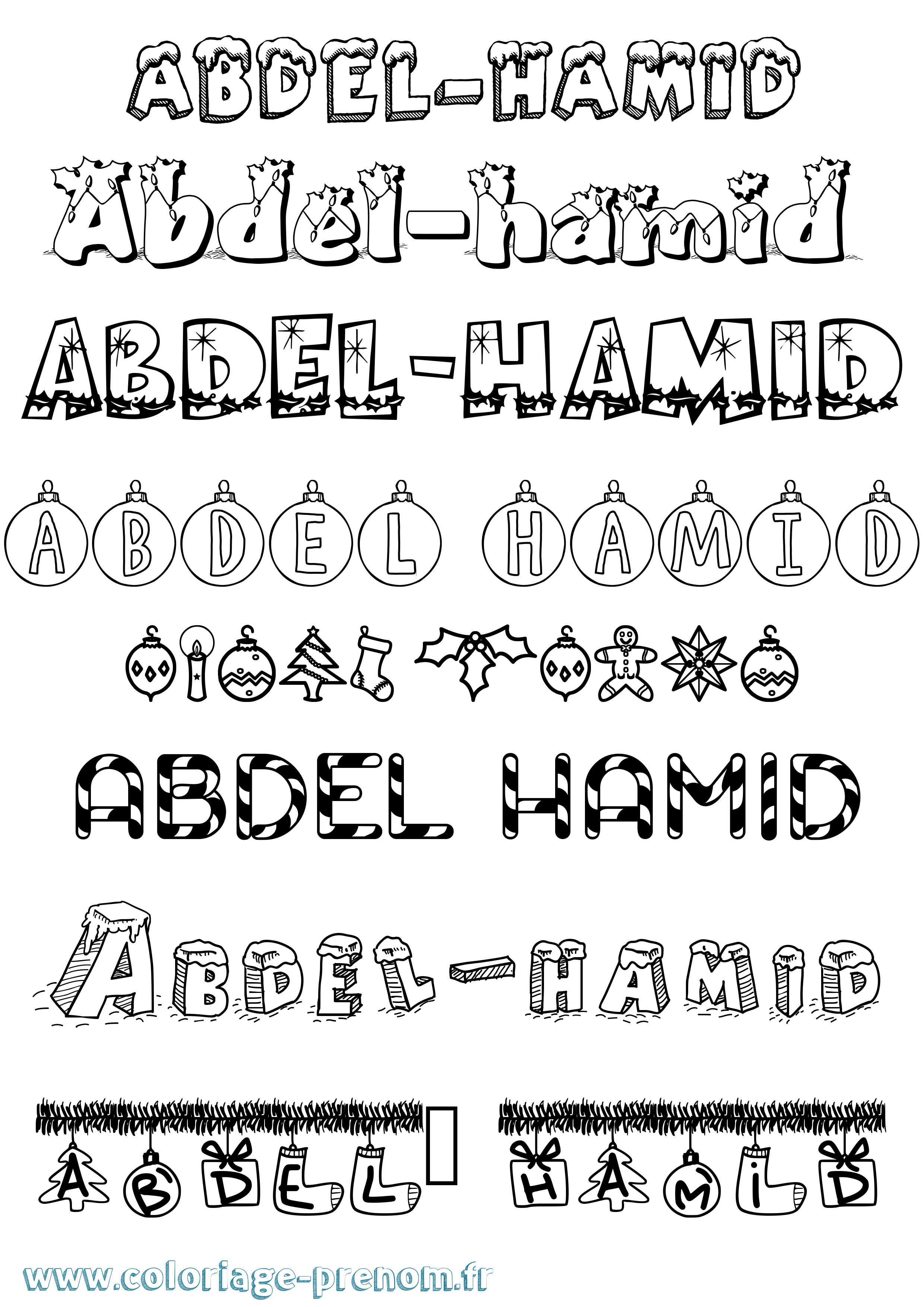 Coloriage prénom Abdel-Hamid Noël