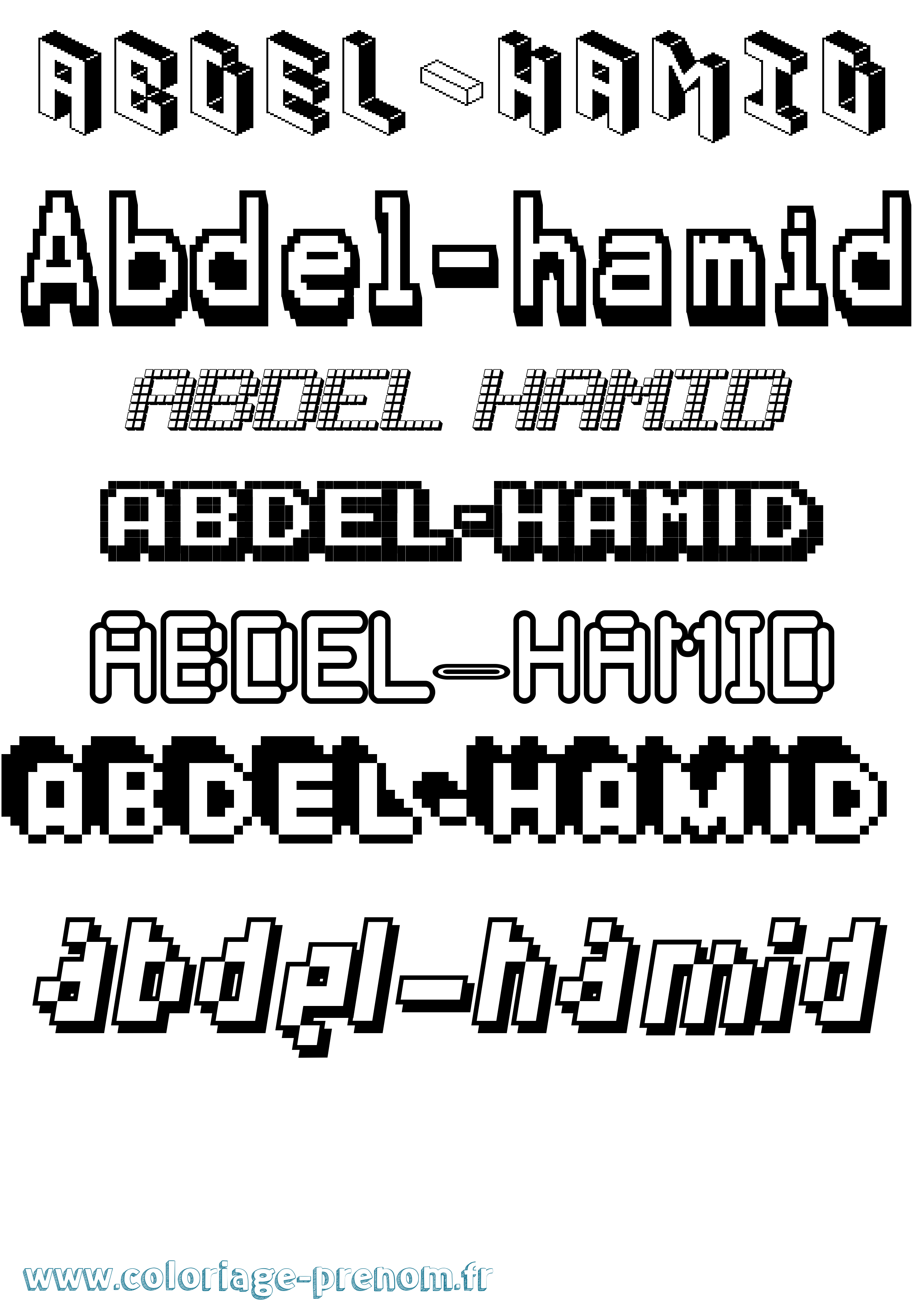 Coloriage prénom Abdel-Hamid Pixel