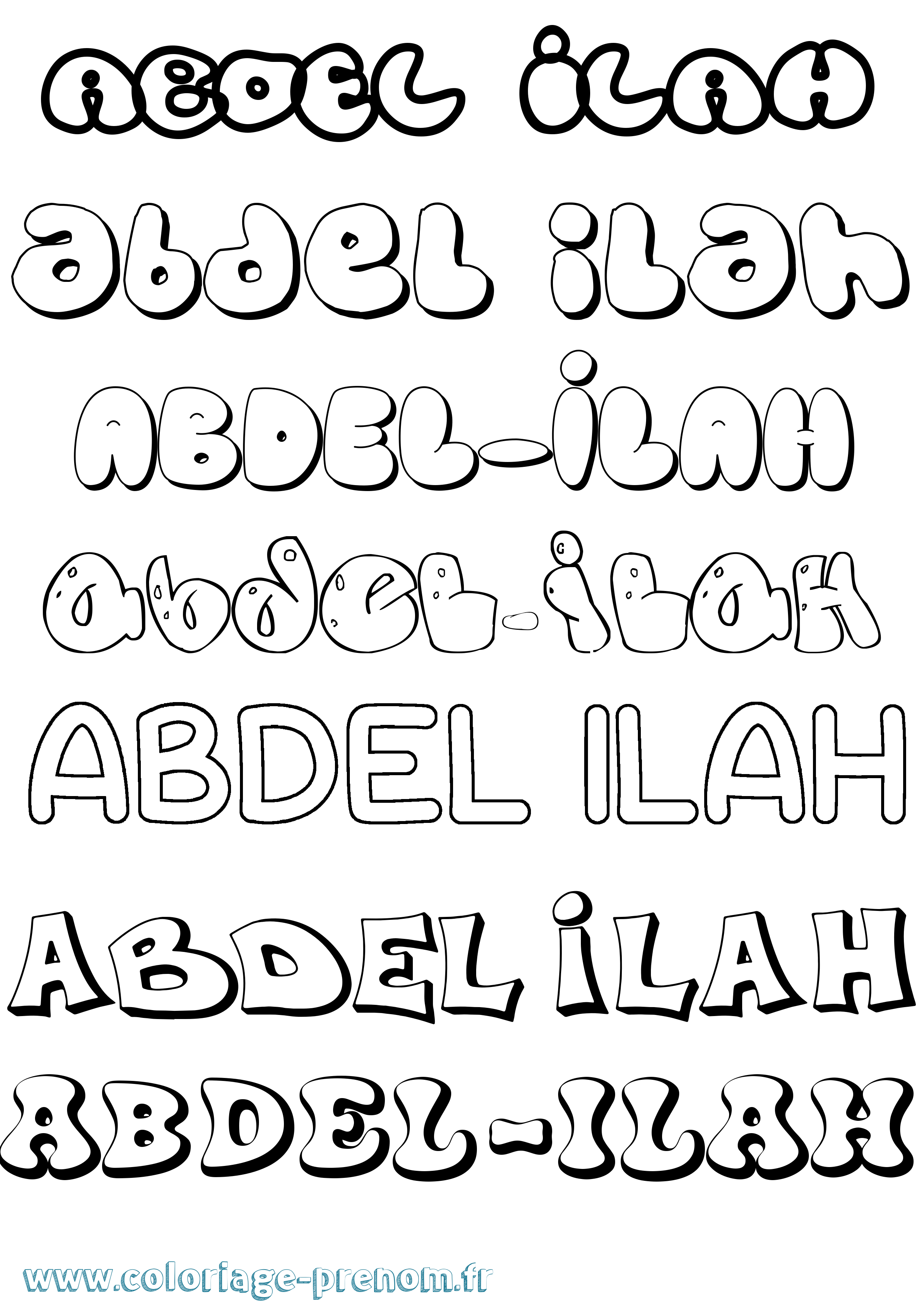 Coloriage prénom Abdel-Ilah Bubble