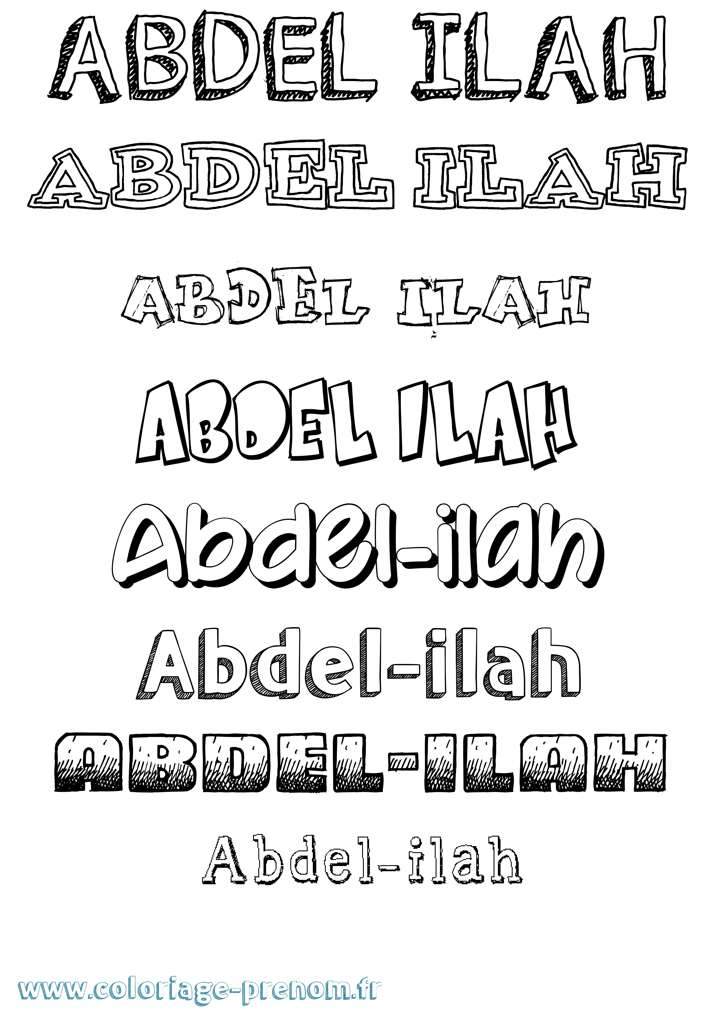 Coloriage Abdel-Ilah Dessiné Coloriage prénom Abdel-Ilah Dessiné