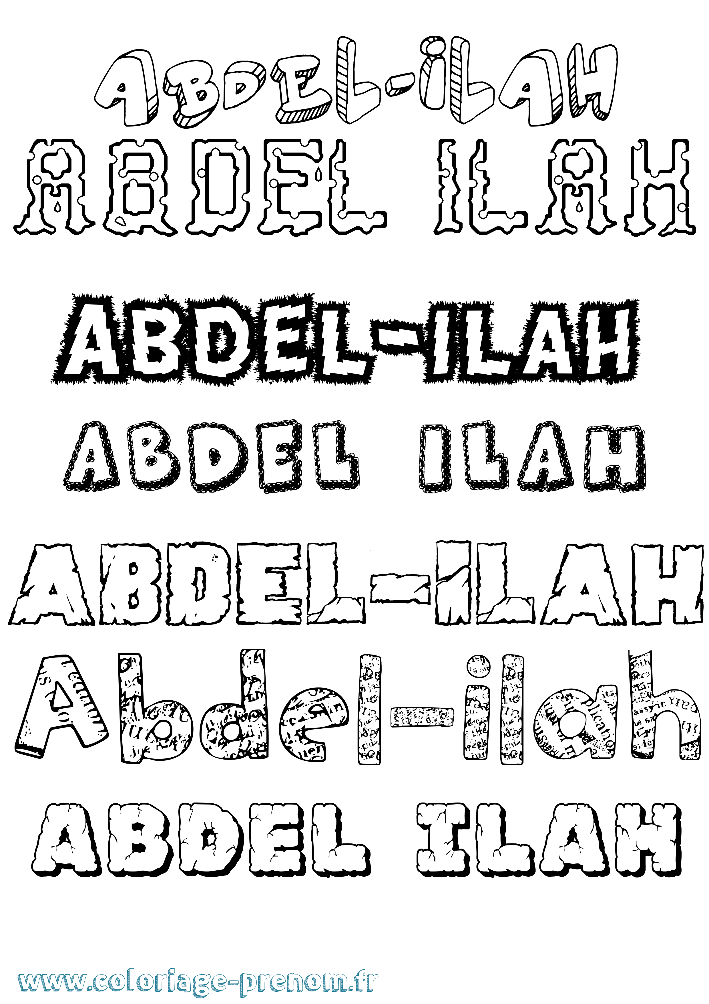Coloriage prénom Abdel-Ilah Destructuré