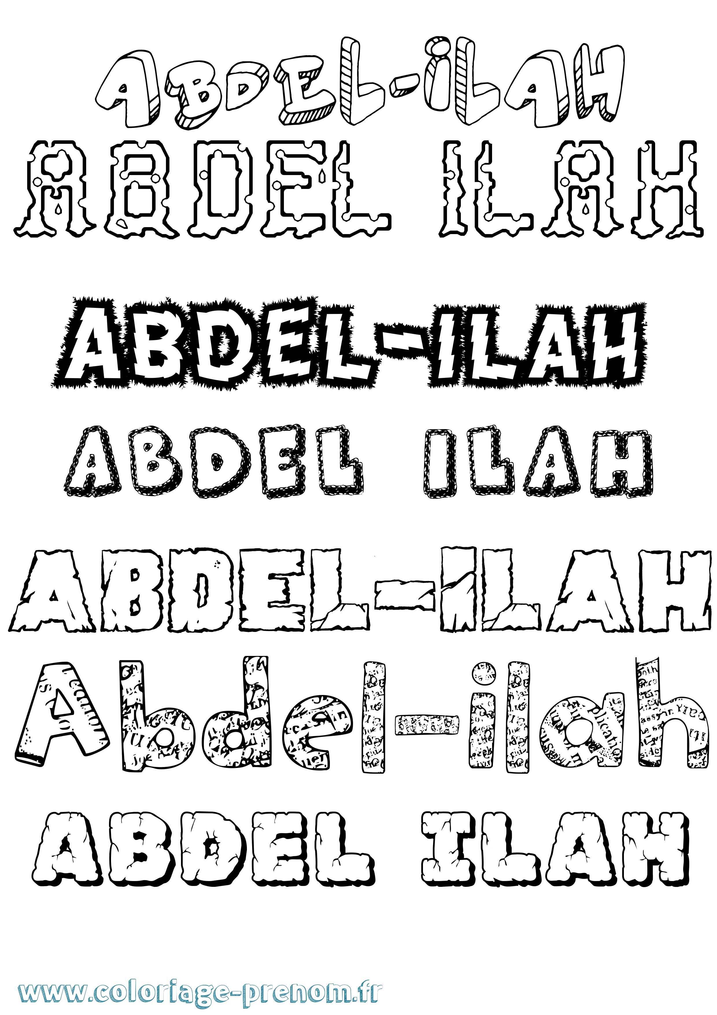 Coloriage Abdel-Ilah Destructuré Coloriage prénom Abdel-Ilah Destructuré