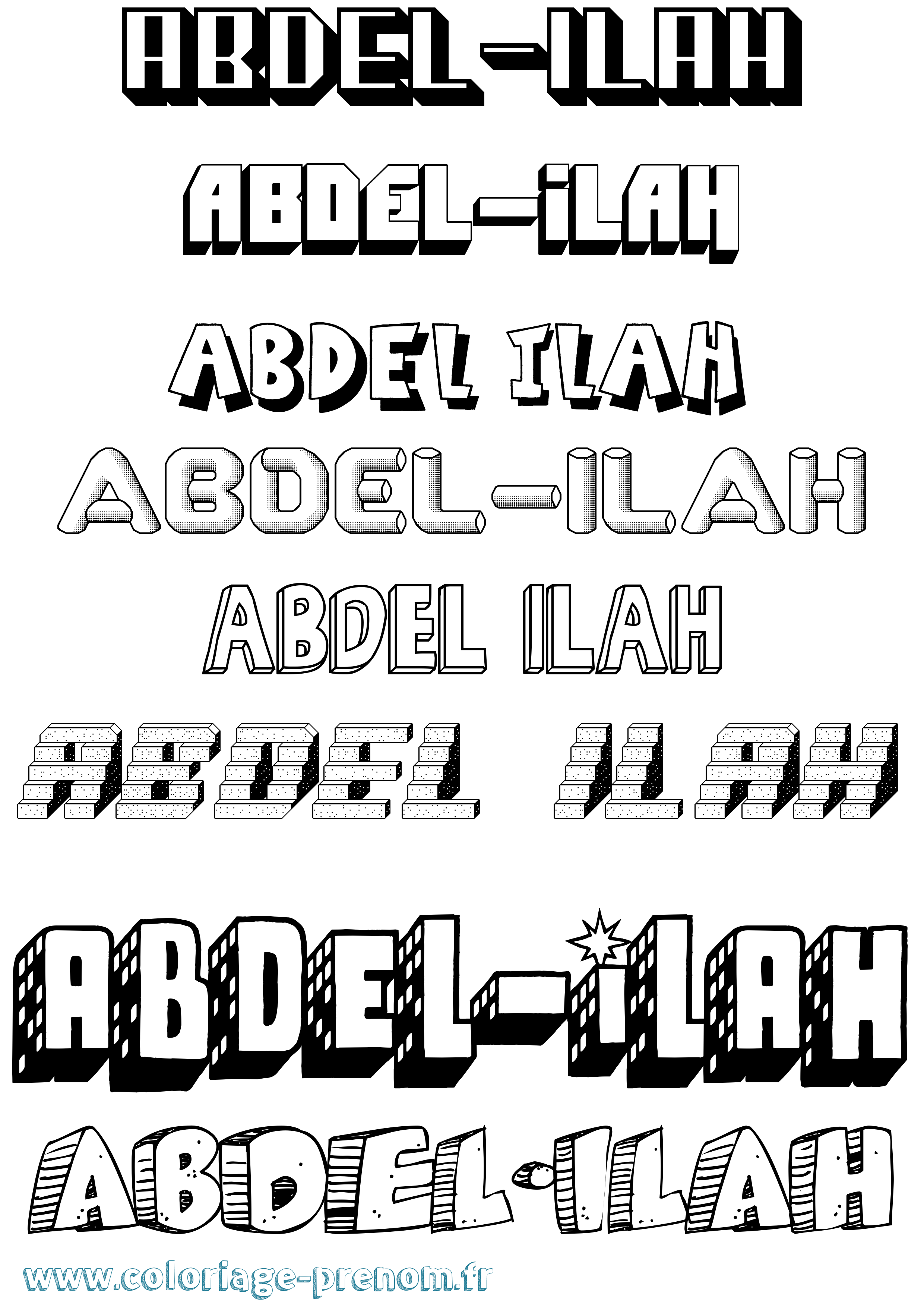 Coloriage Abdel-Ilah Effet 3D Coloriage prénom Abdel-Ilah Effet 3D