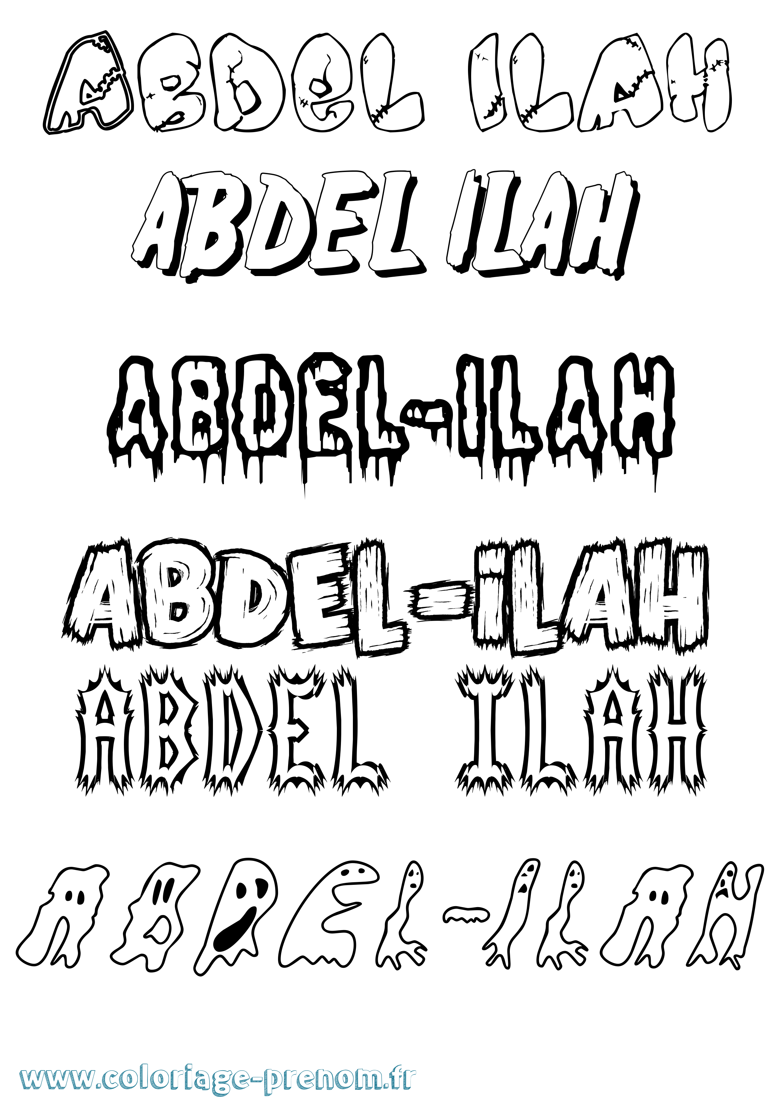Coloriage prénom Abdel-Ilah Frisson