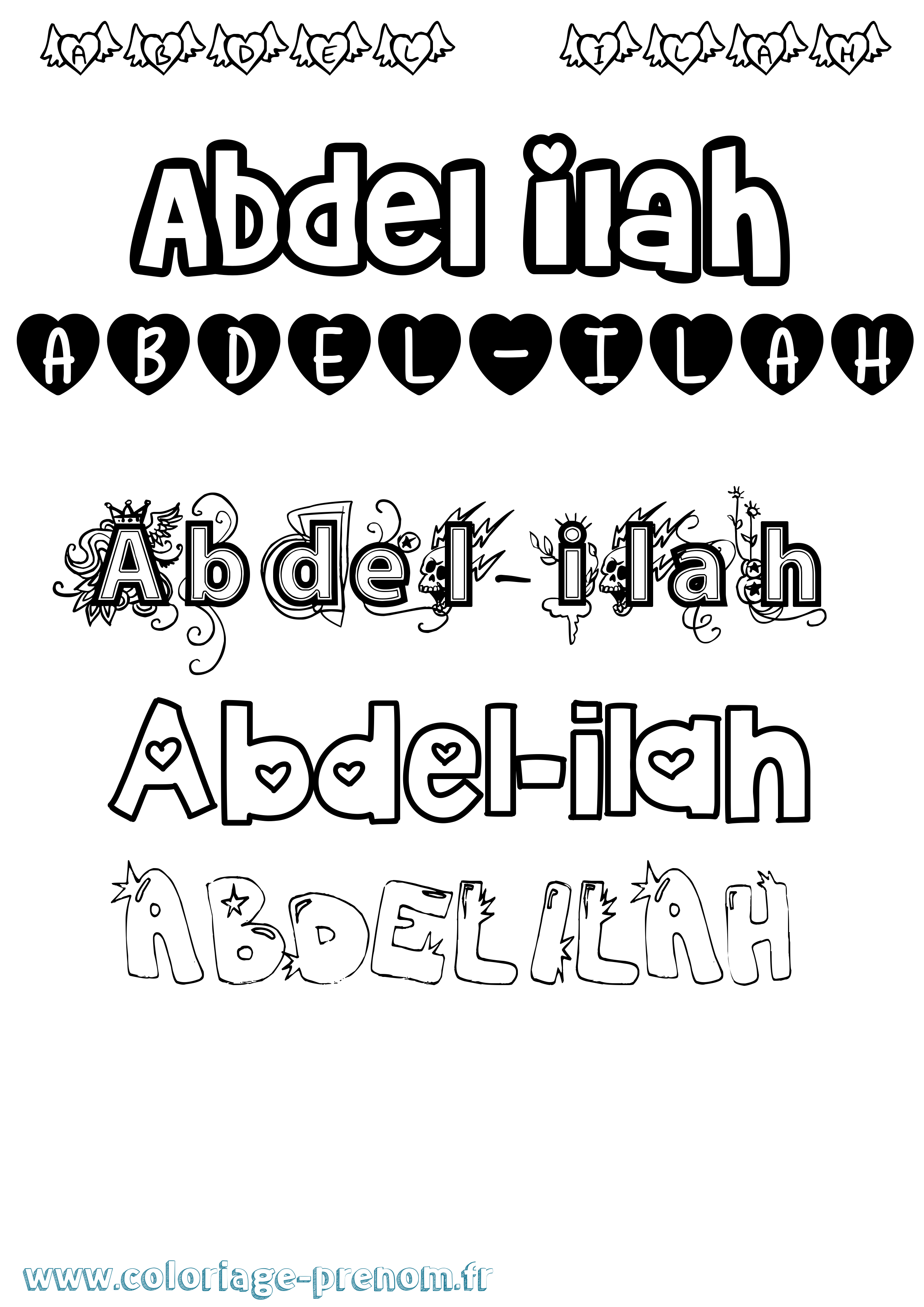 Coloriage Abdel-Ilah Girly Coloriage prénom Abdel-Ilah Girly