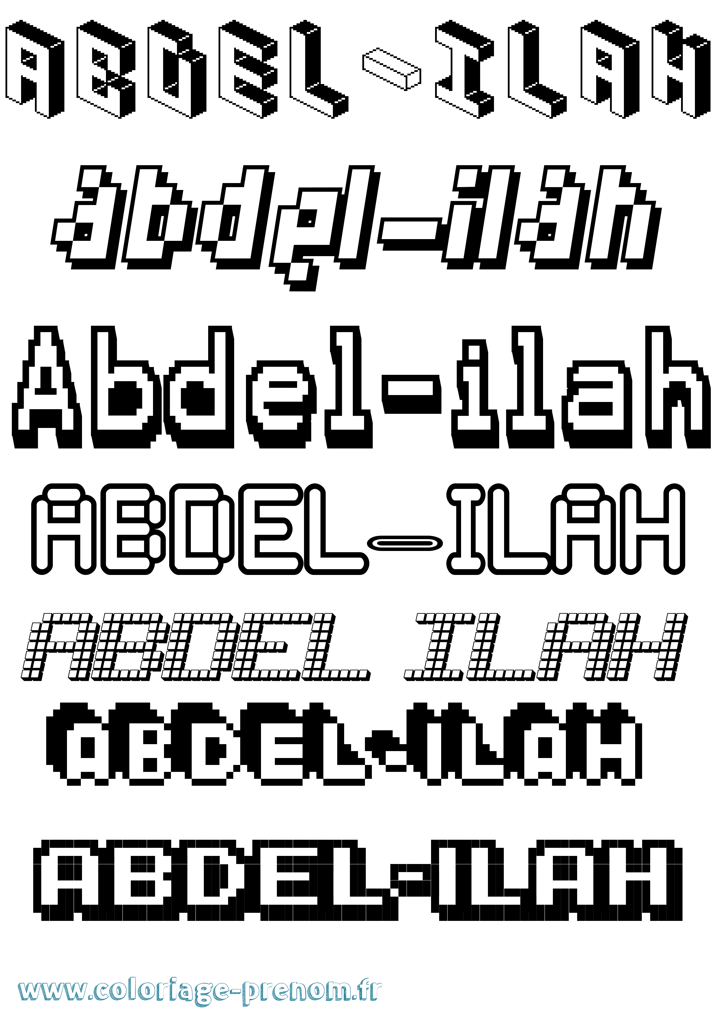 Coloriage prénom Abdel-Ilah Pixel