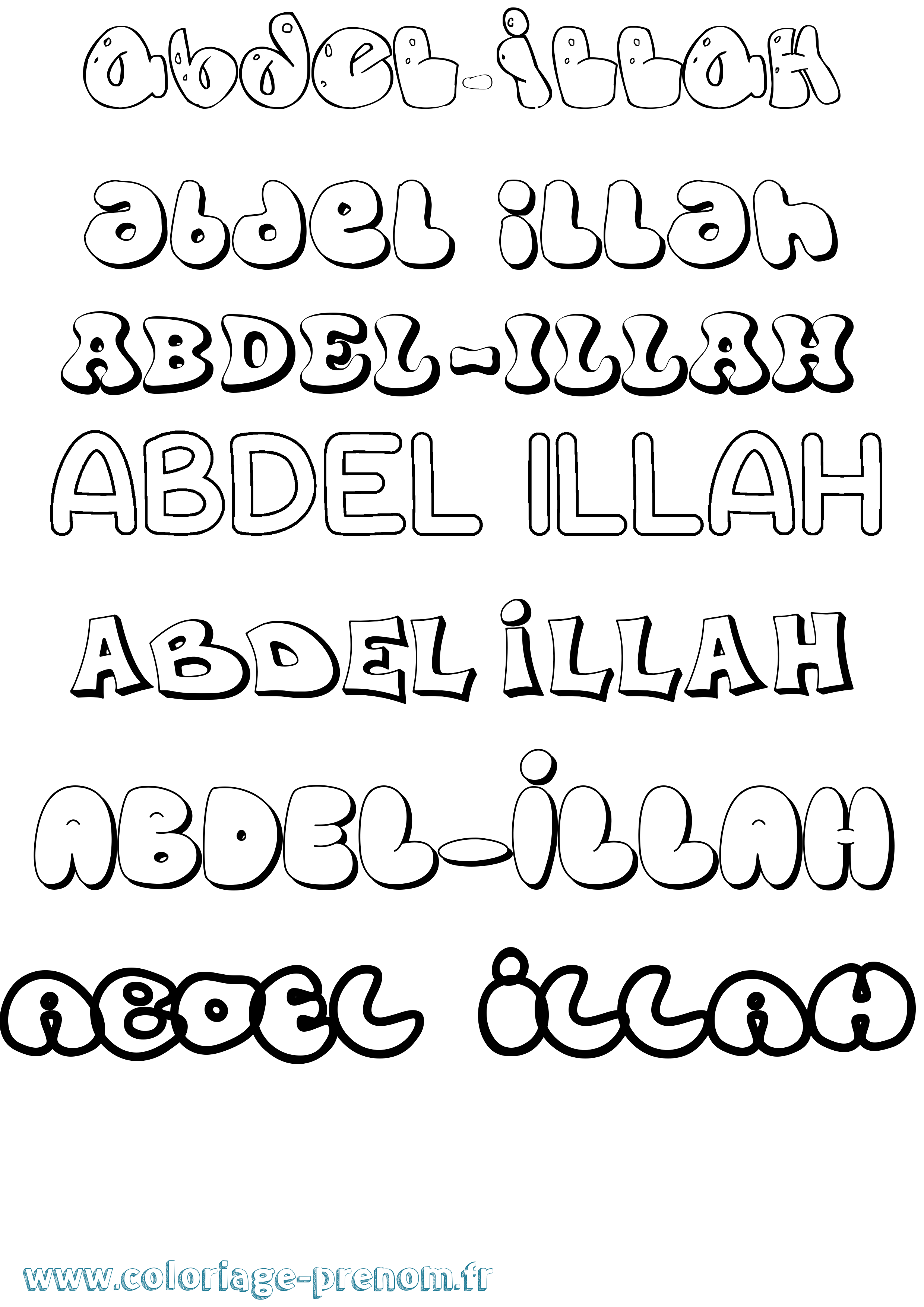 Coloriage prénom Abdel-Illah Bubble