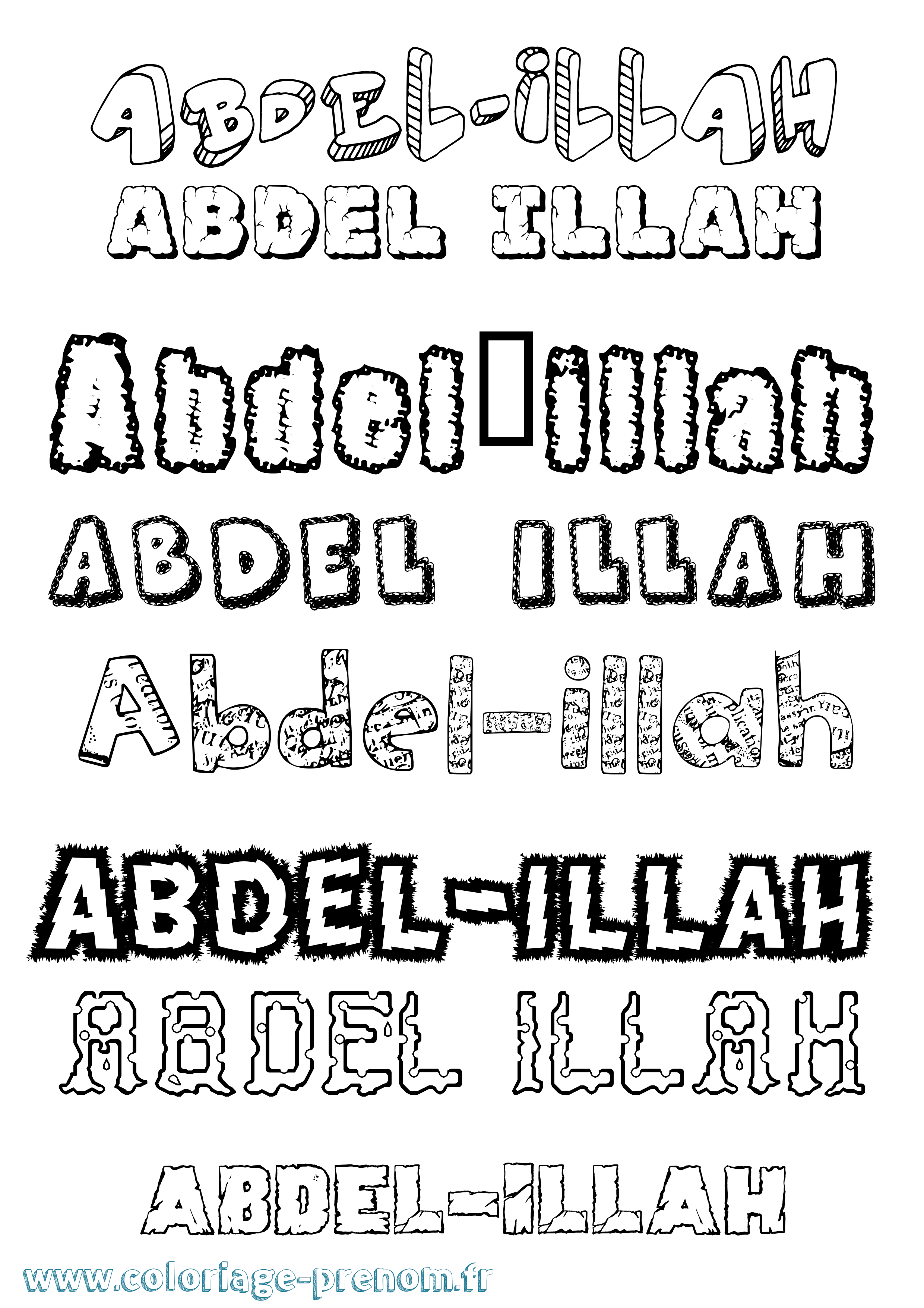 Coloriage prénom Abdel-Illah Destructuré