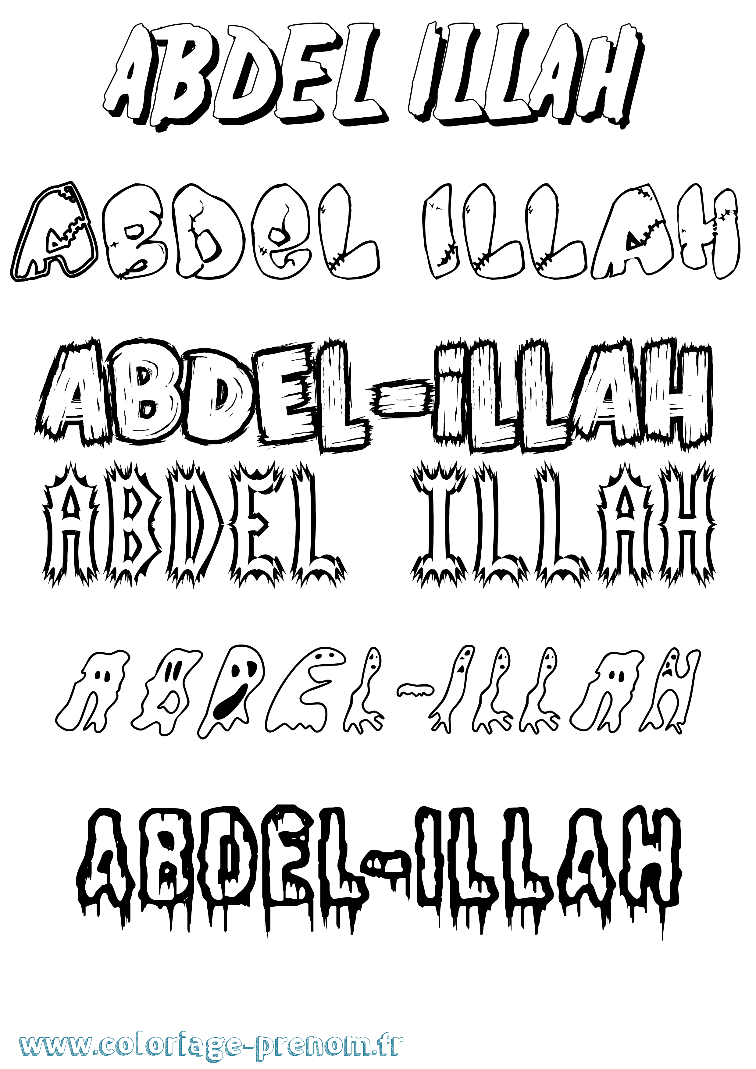 Coloriage prénom Abdel-Illah Frisson