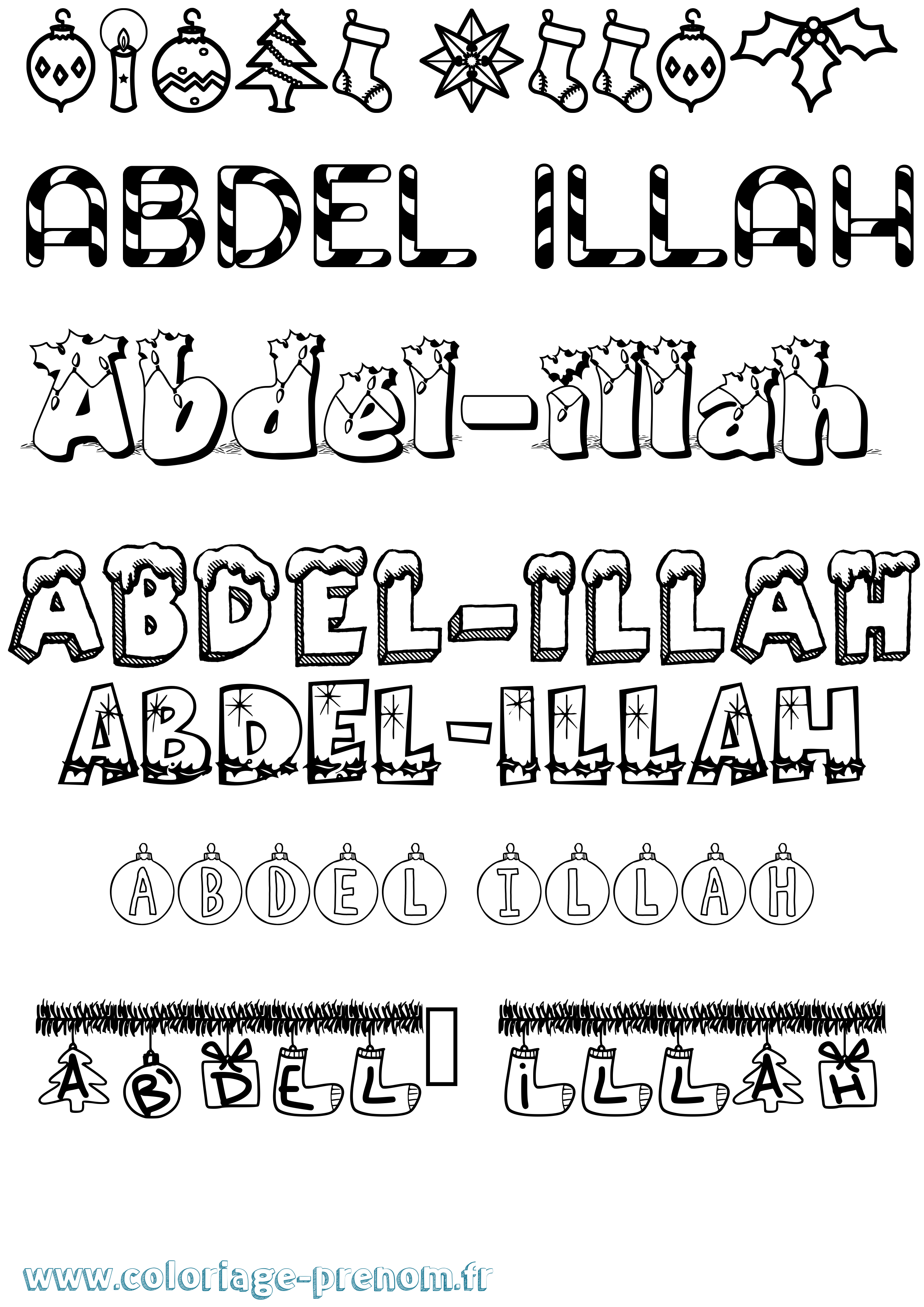 Coloriage prénom Abdel-Illah Noël