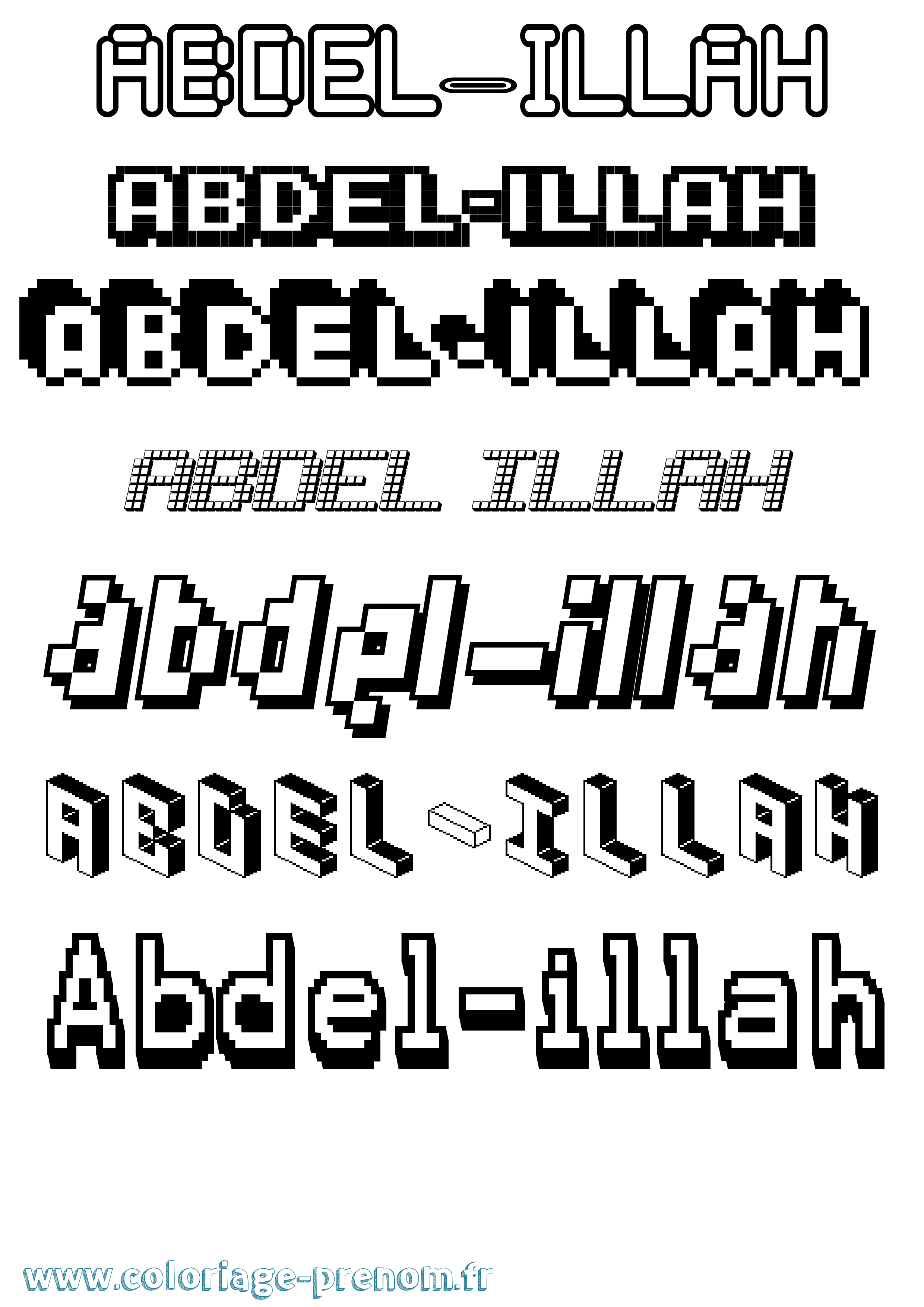 Coloriage prénom Abdel-Illah Pixel