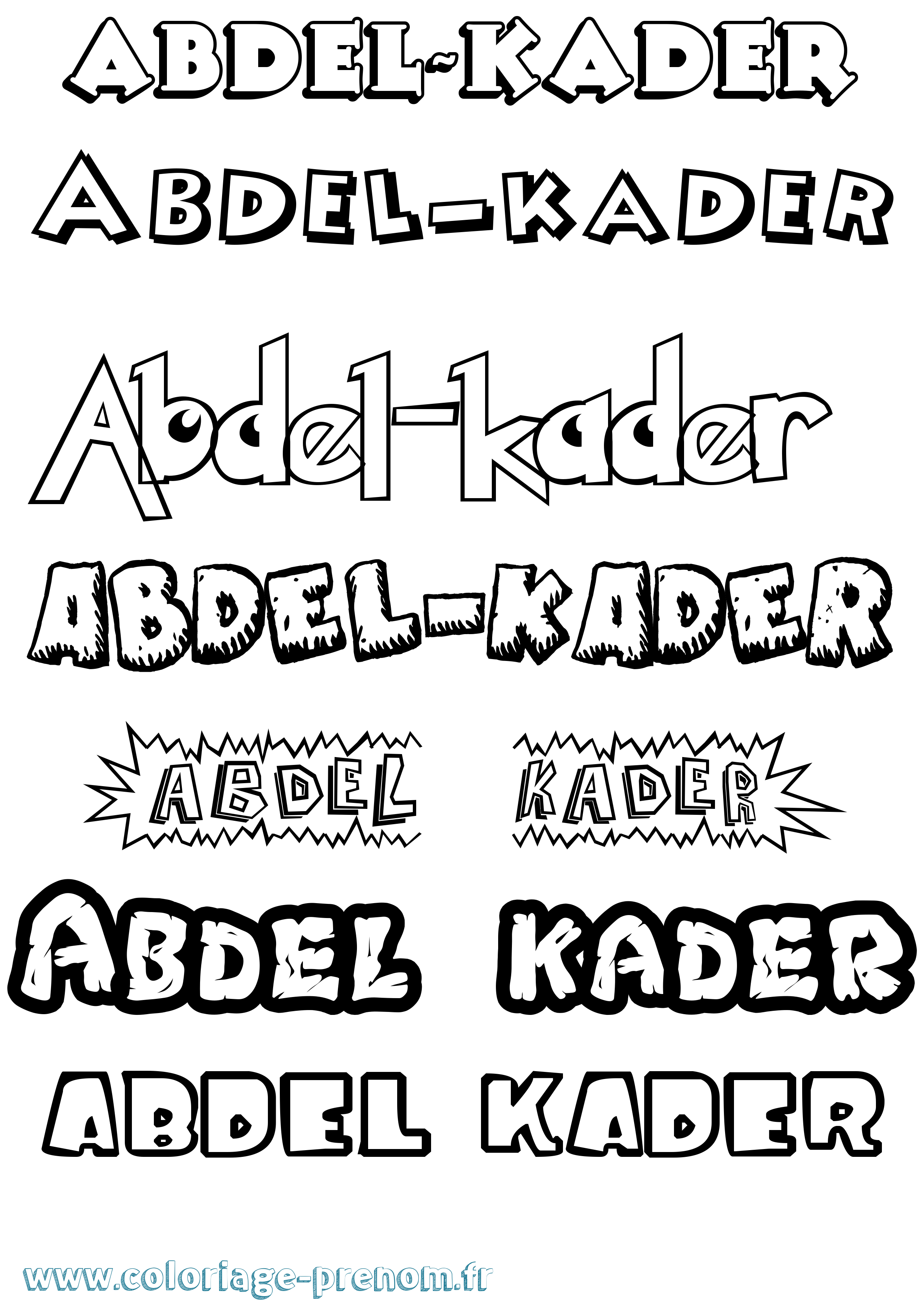 Coloriage prénom Abdel-Kader Dessin Animé