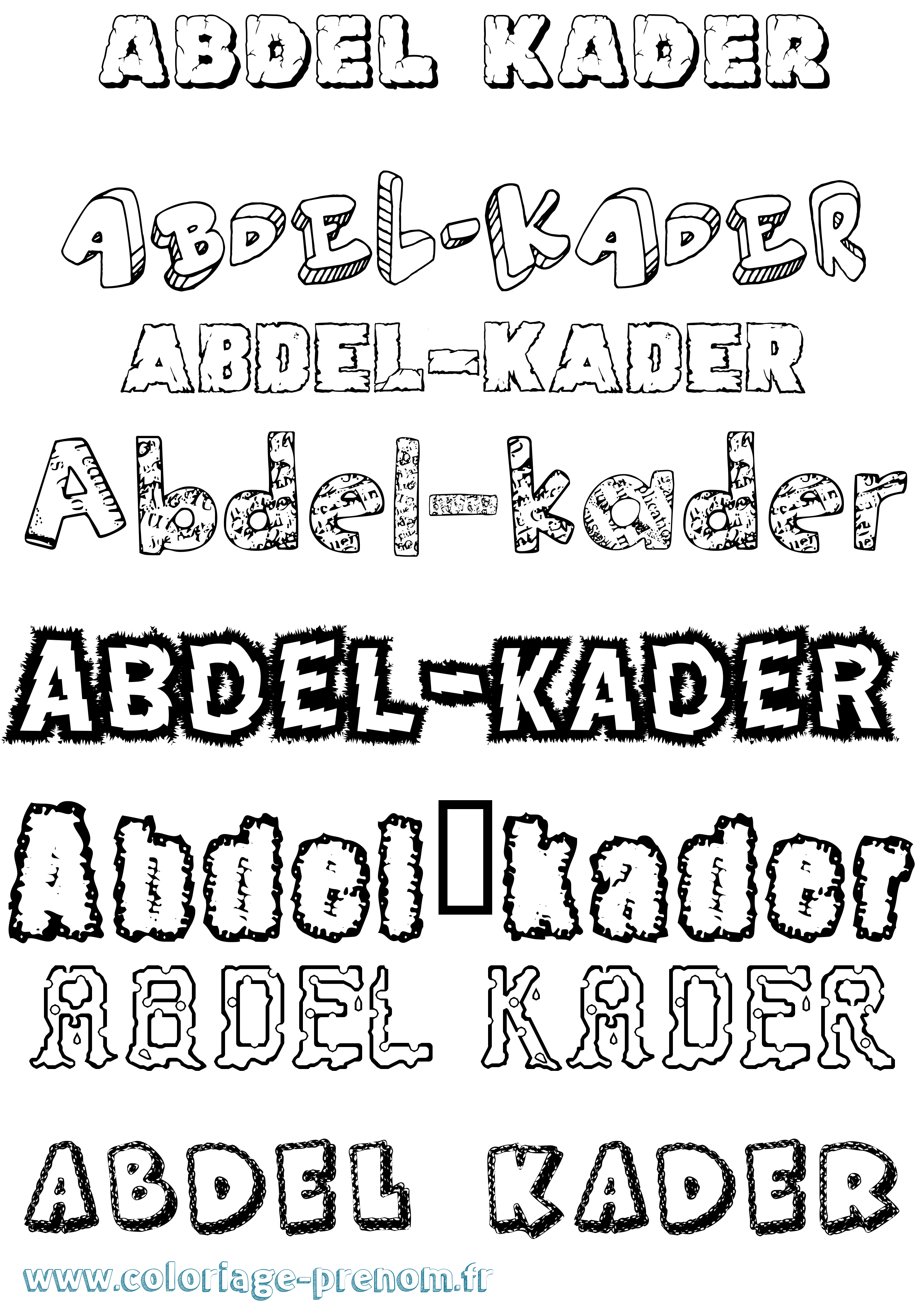 Coloriage prénom Abdel-Kader Destructuré