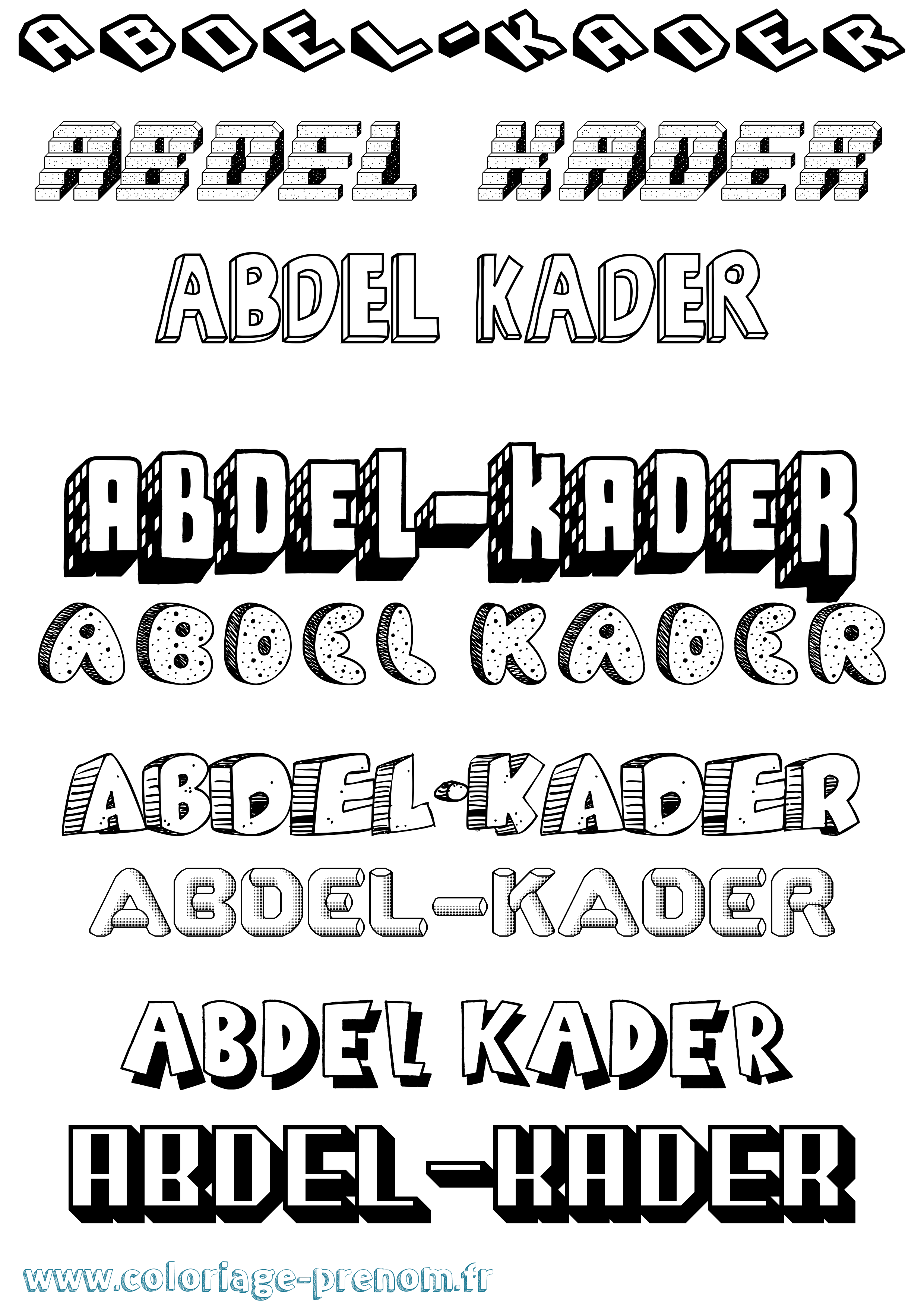 Coloriage prénom Abdel-Kader Effet 3D