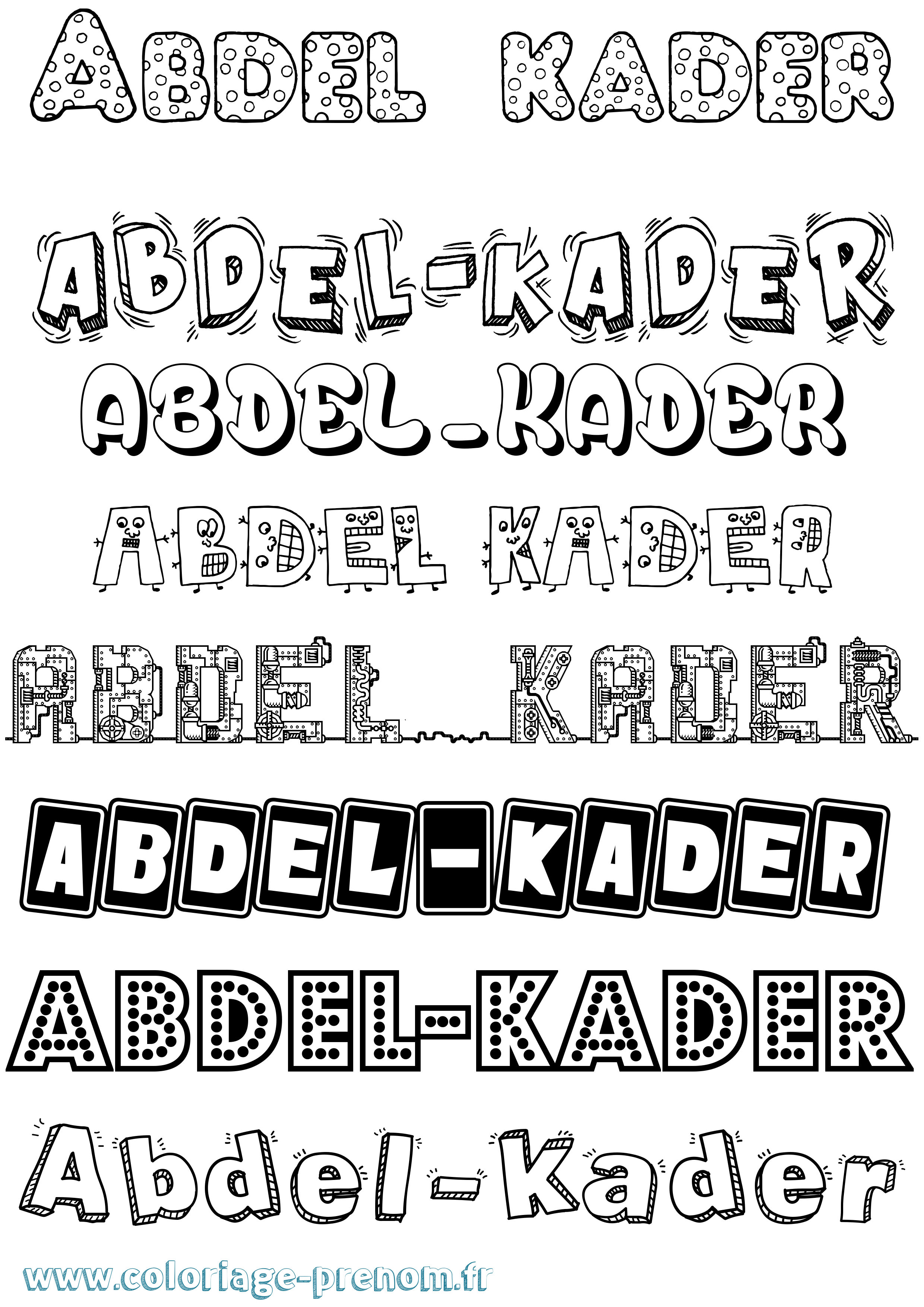 Coloriage prénom Abdel-Kader Fun
