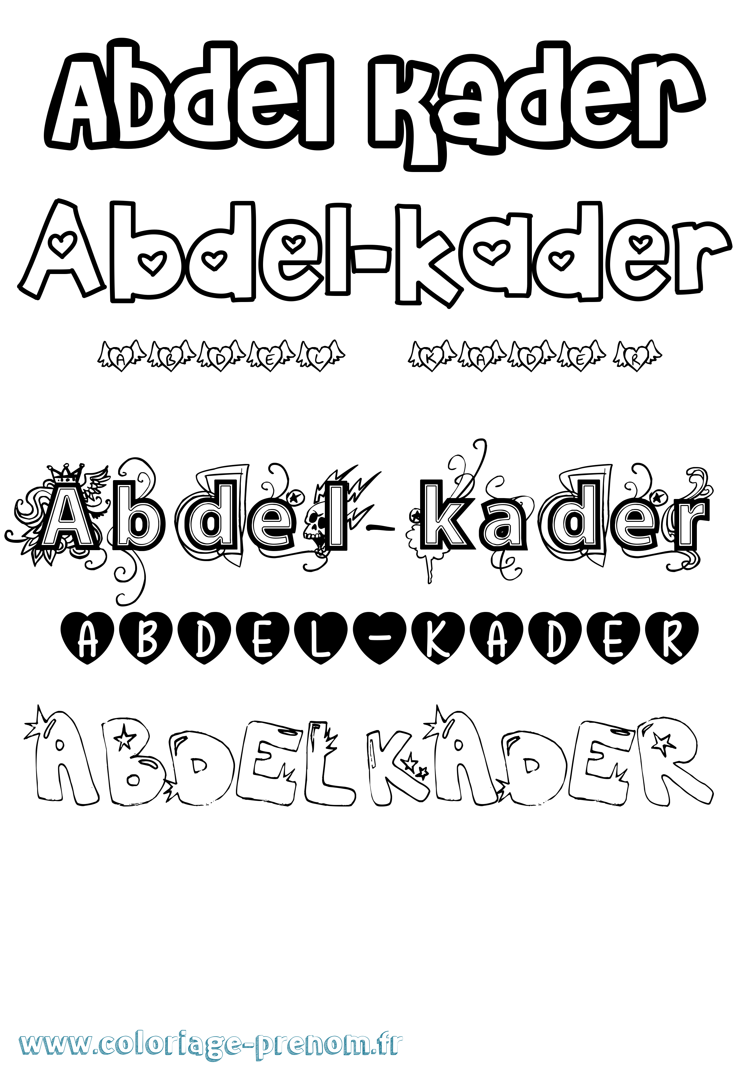 Coloriage prénom Abdel-Kader Girly
