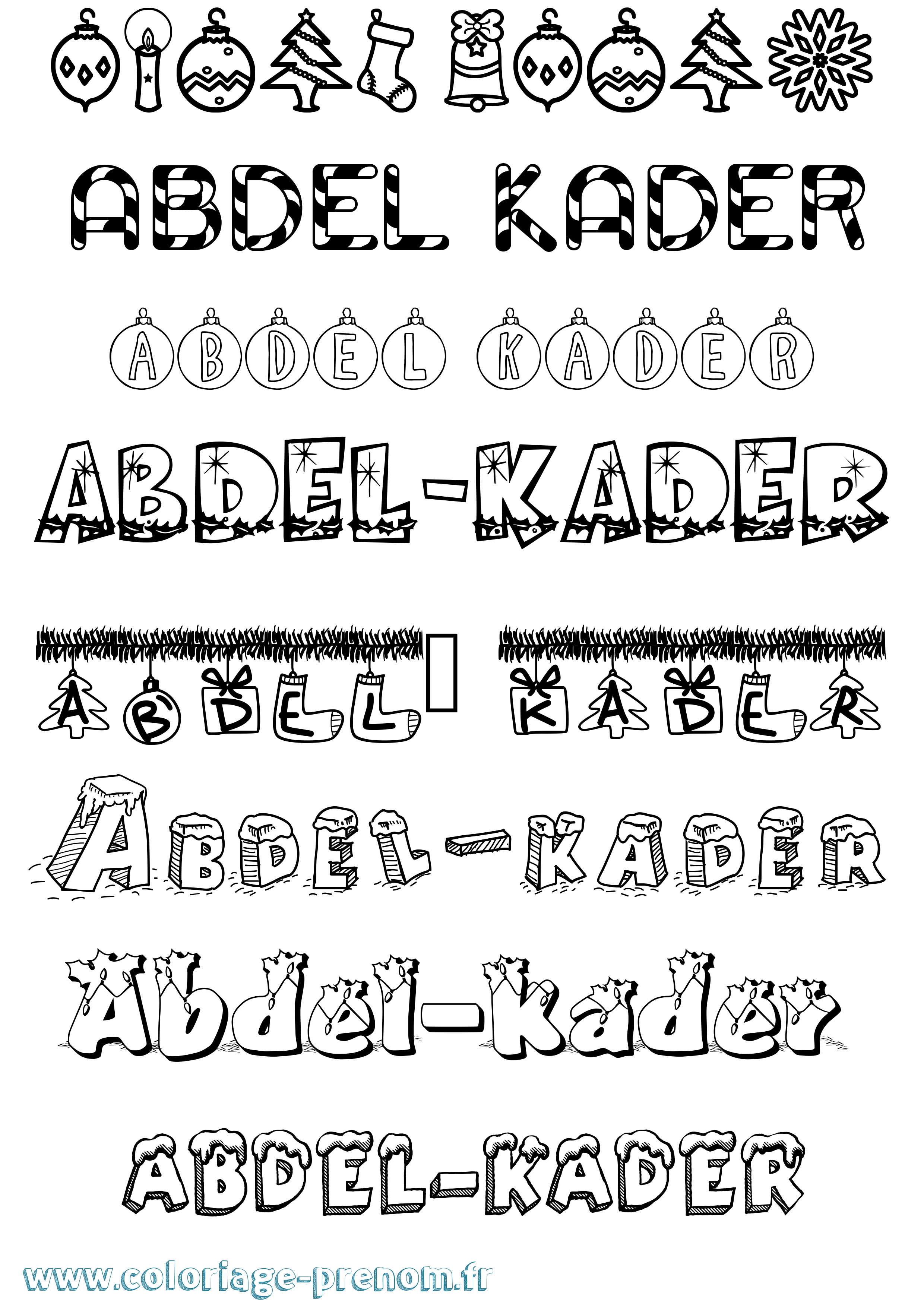 Coloriage prénom Abdel-Kader Noël