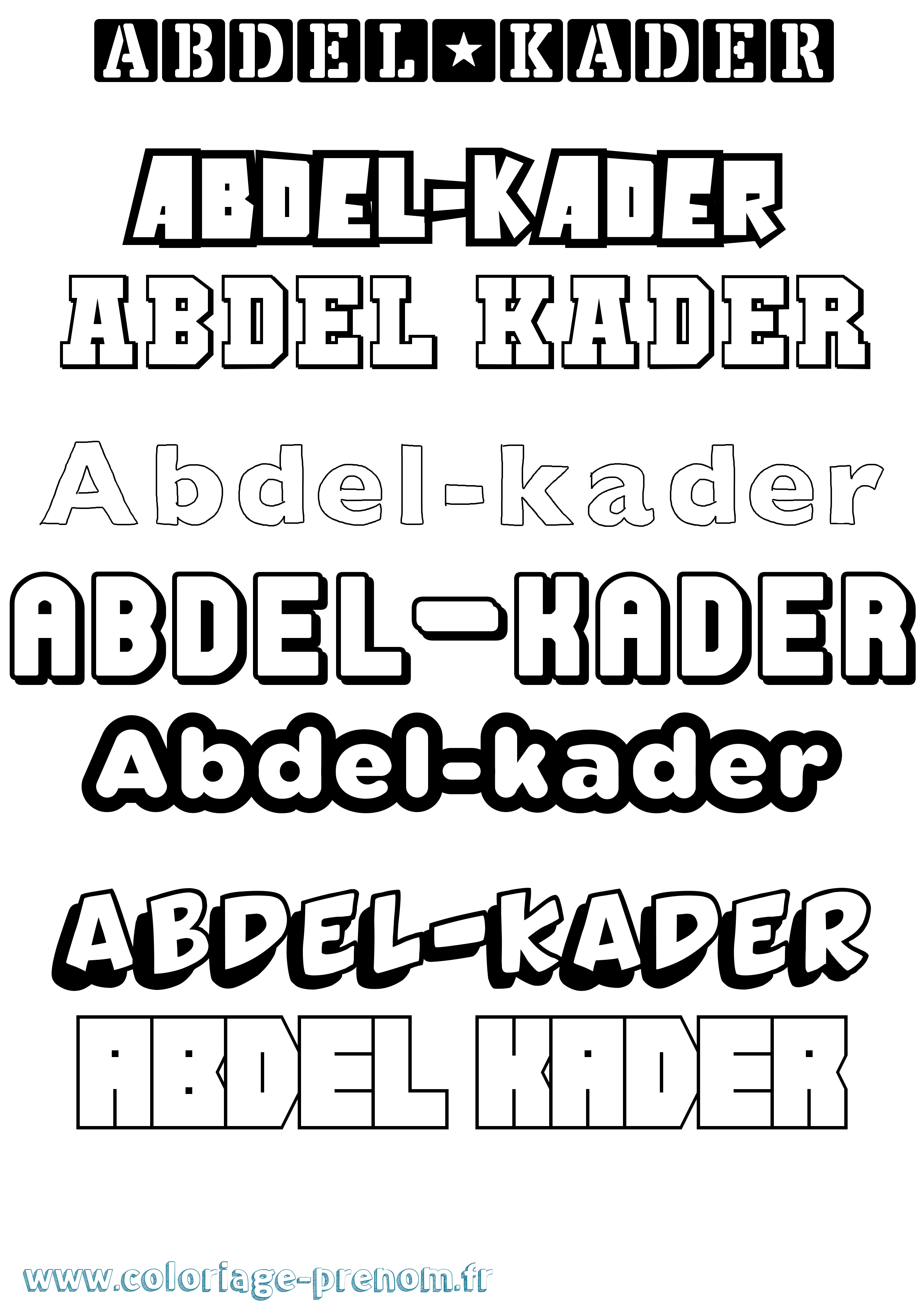 Coloriage prénom Abdel-Kader Simple