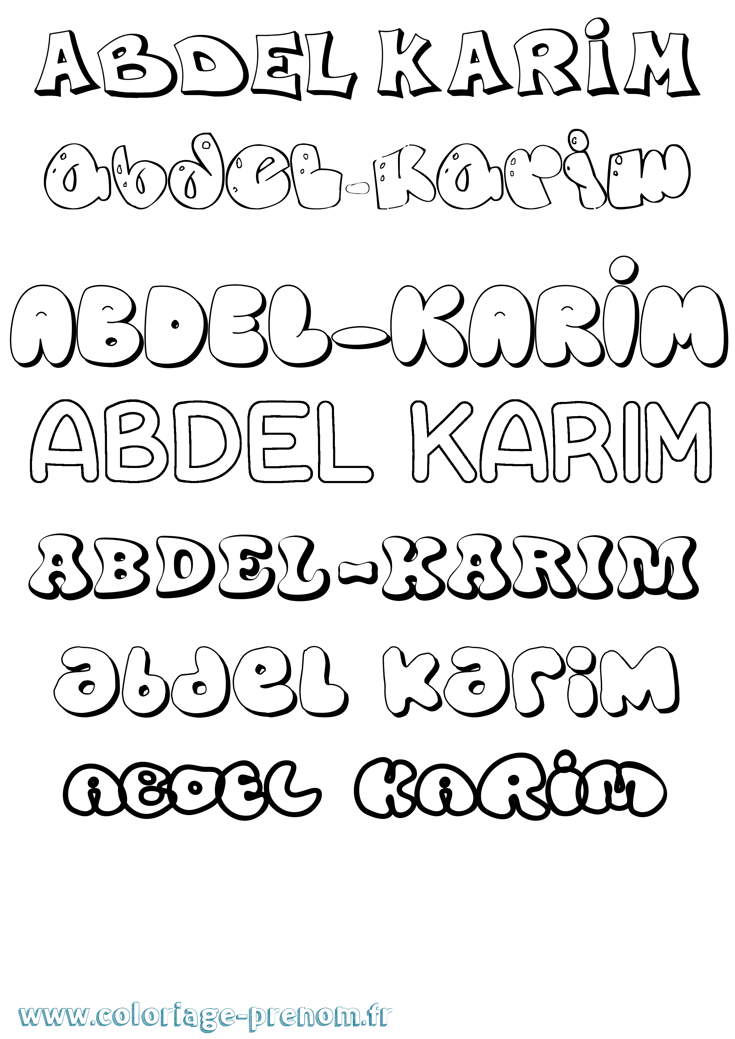 Coloriage prénom Abdel-Karim Bubble