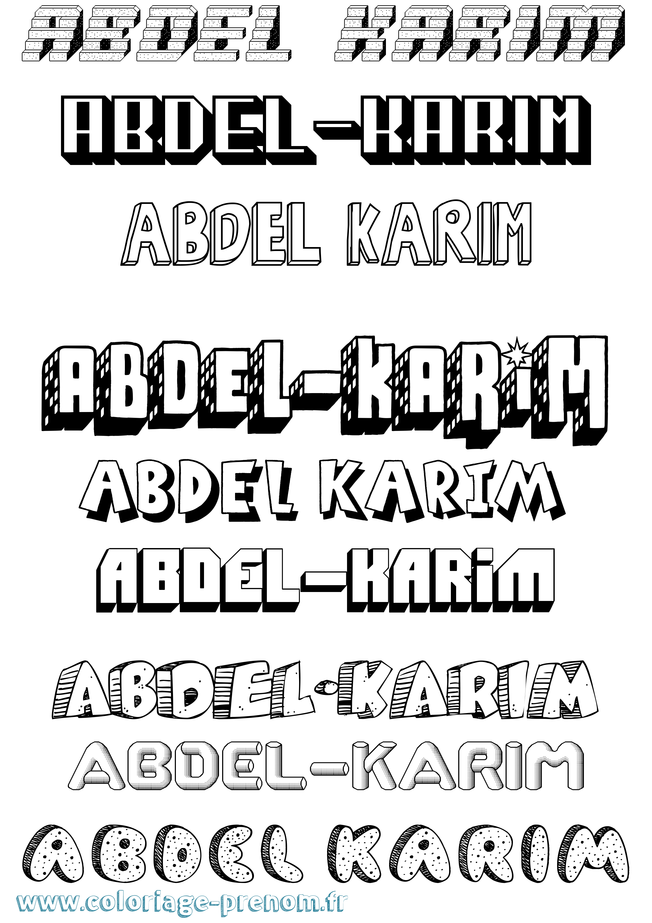Coloriage prénom Abdel-Karim Effet 3D