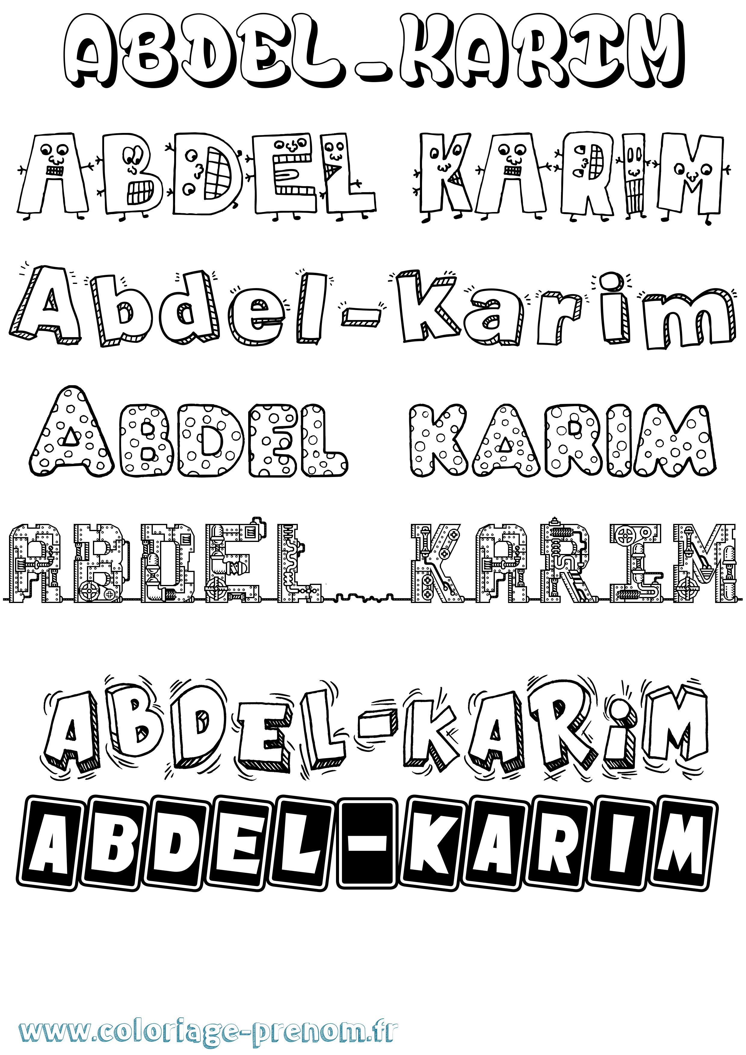 Coloriage prénom Abdel-Karim Fun