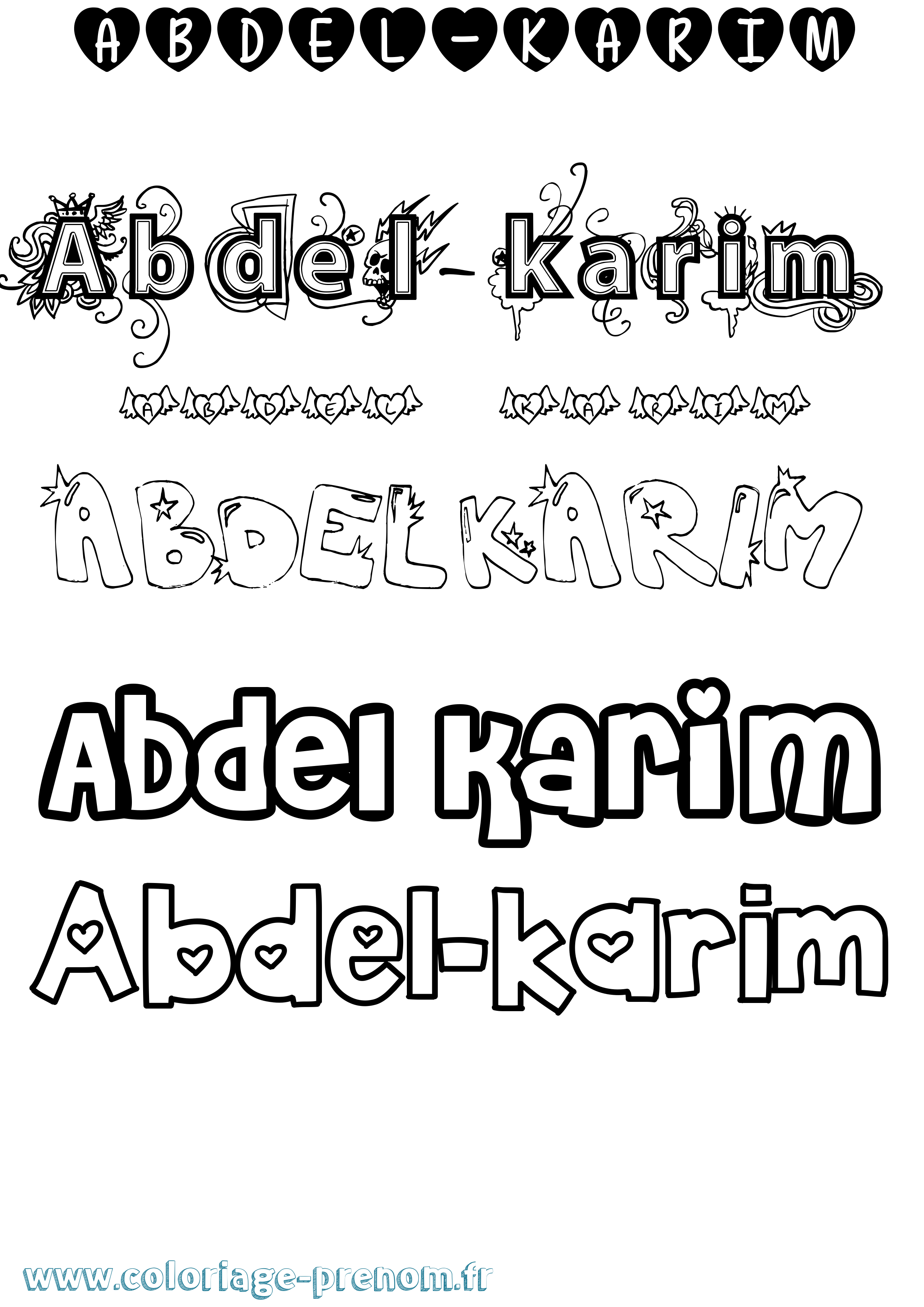 Coloriage prénom Abdel-Karim Girly