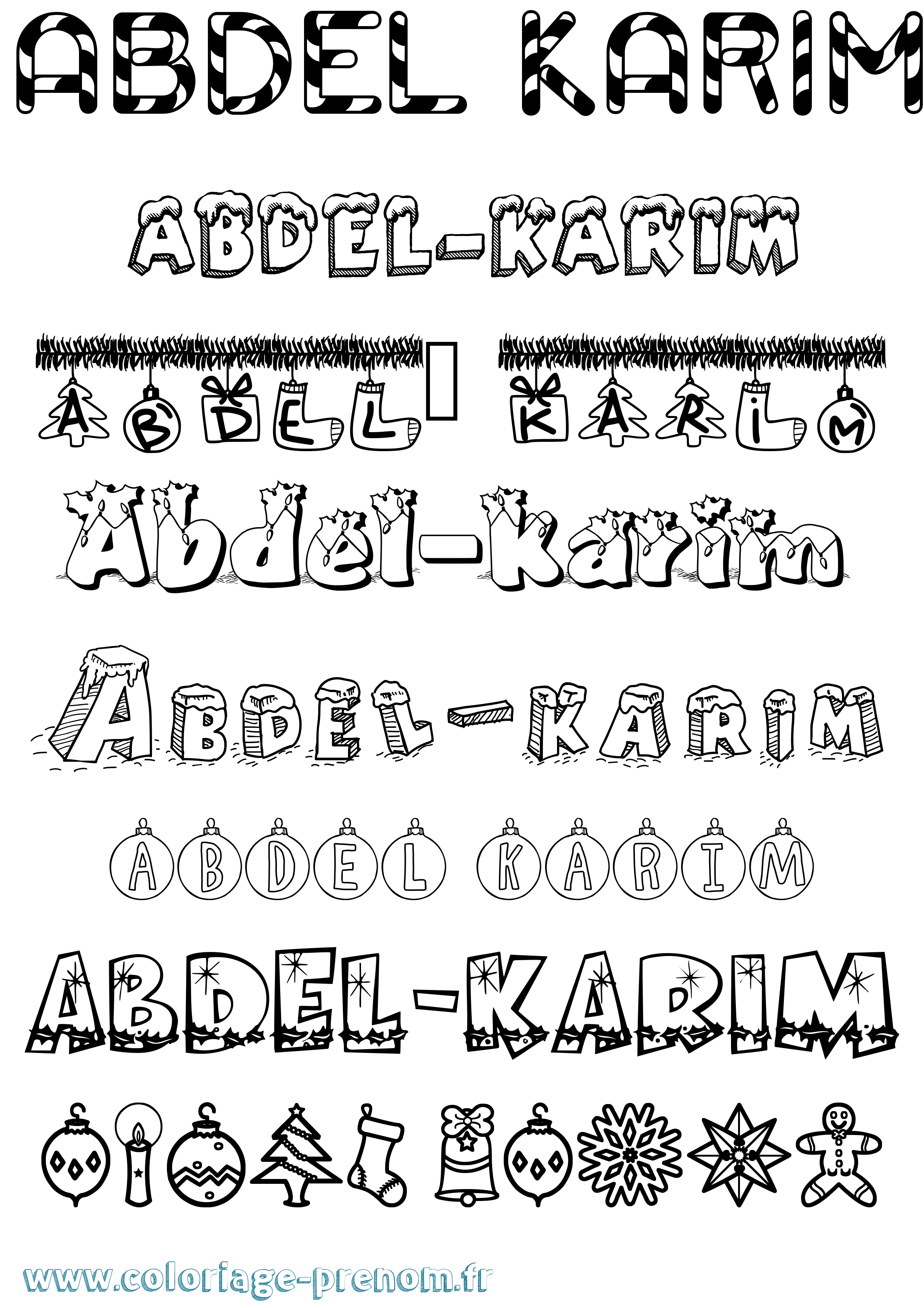 Coloriage prénom Abdel-Karim Noël