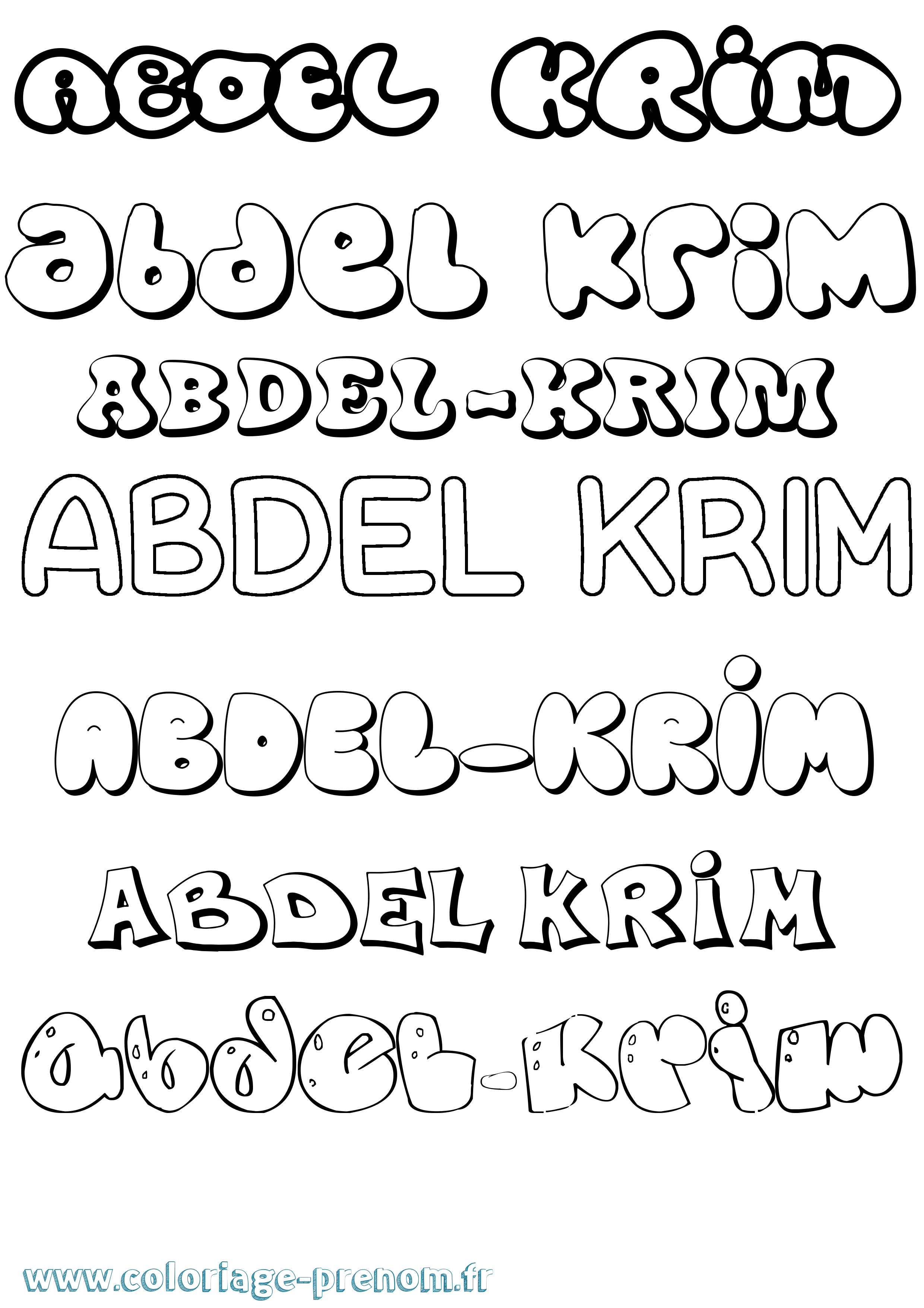 Coloriage Abdel-Krim Bubble Coloriage prénom Abdel-Krim Bubble