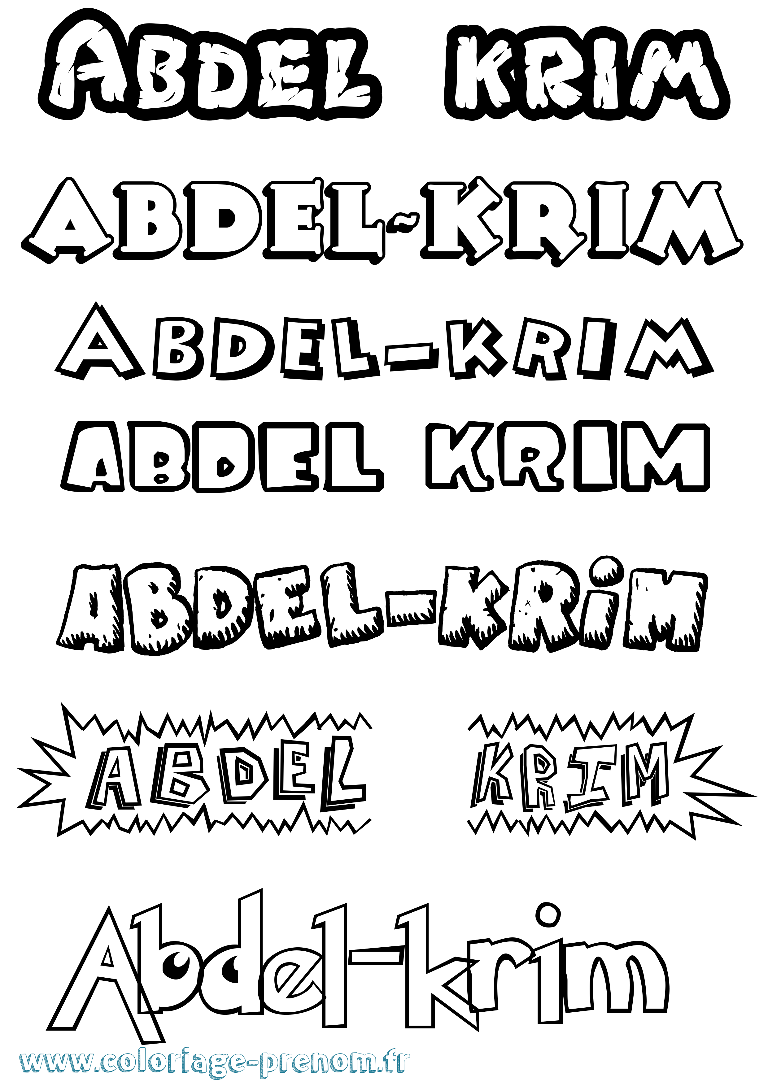 Coloriage Abdel-Krim Dessin Animé Coloriage prénom Abdel-Krim Dessin Animé
