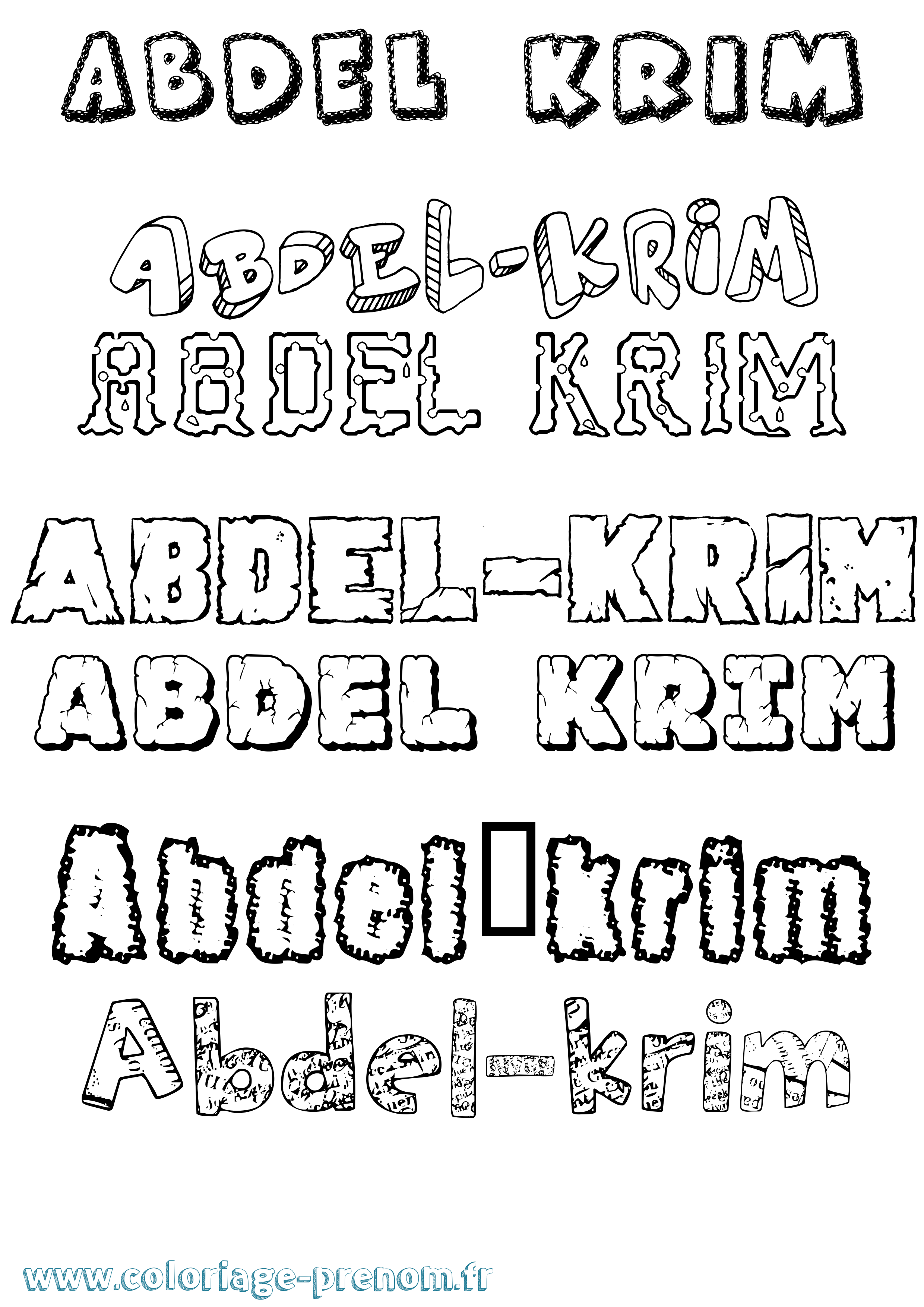 Coloriage Abdel-Krim Destructuré Coloriage prénom Abdel-Krim Destructuré