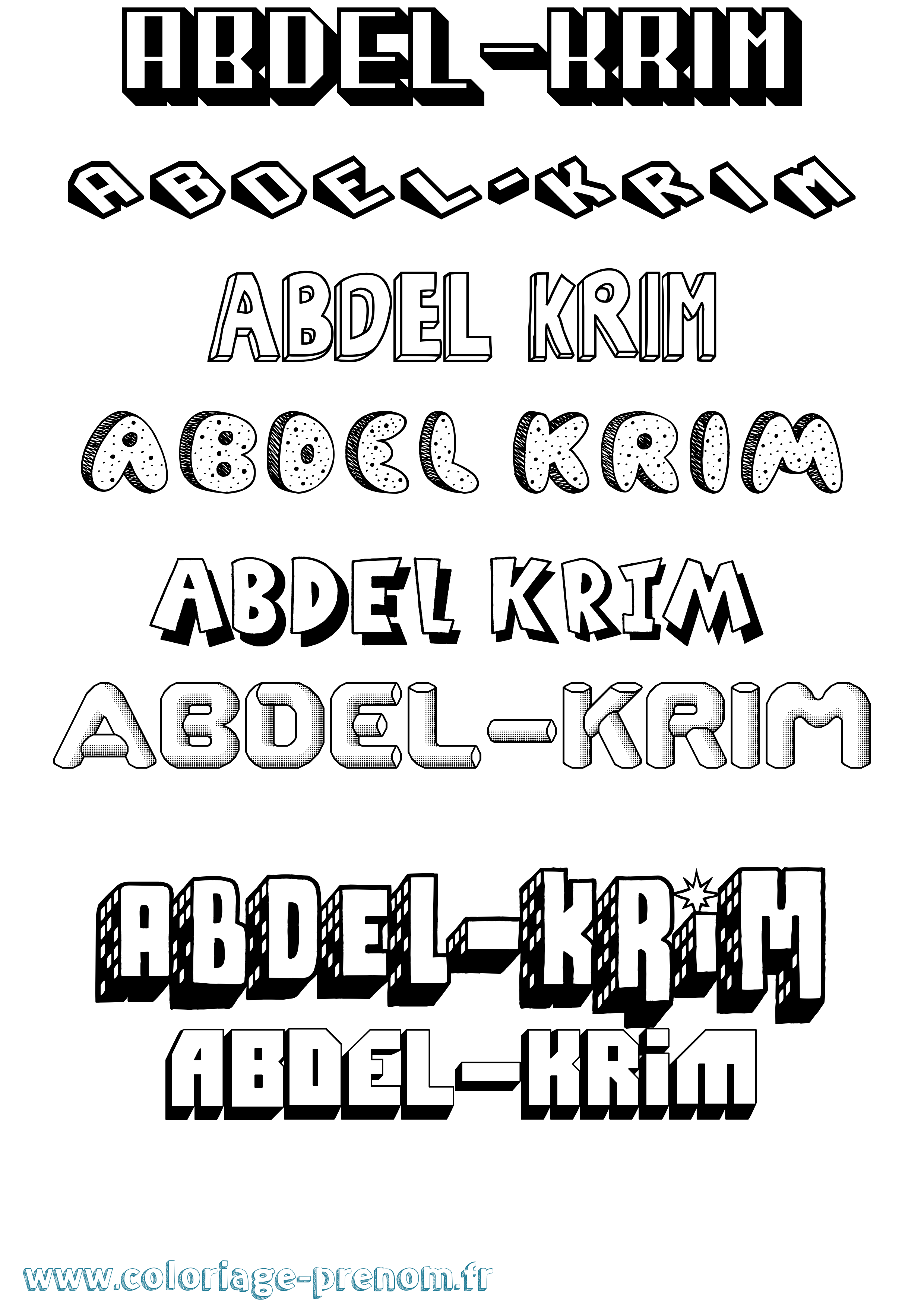 Coloriage Abdel-Krim Effet 3D Coloriage prénom Abdel-Krim Effet 3D