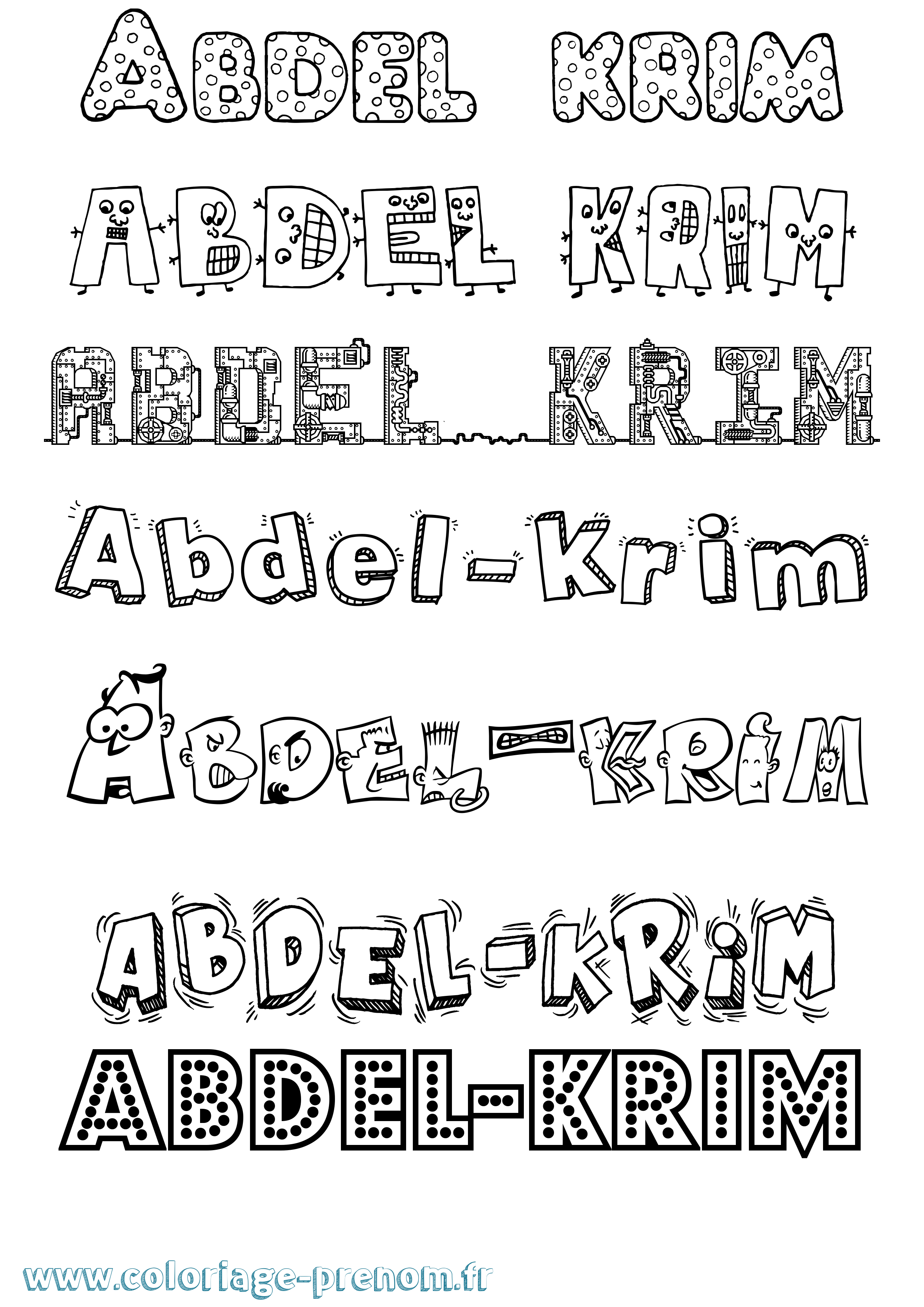 Coloriage Abdel-Krim Fun Coloriage prénom Abdel-Krim Fun