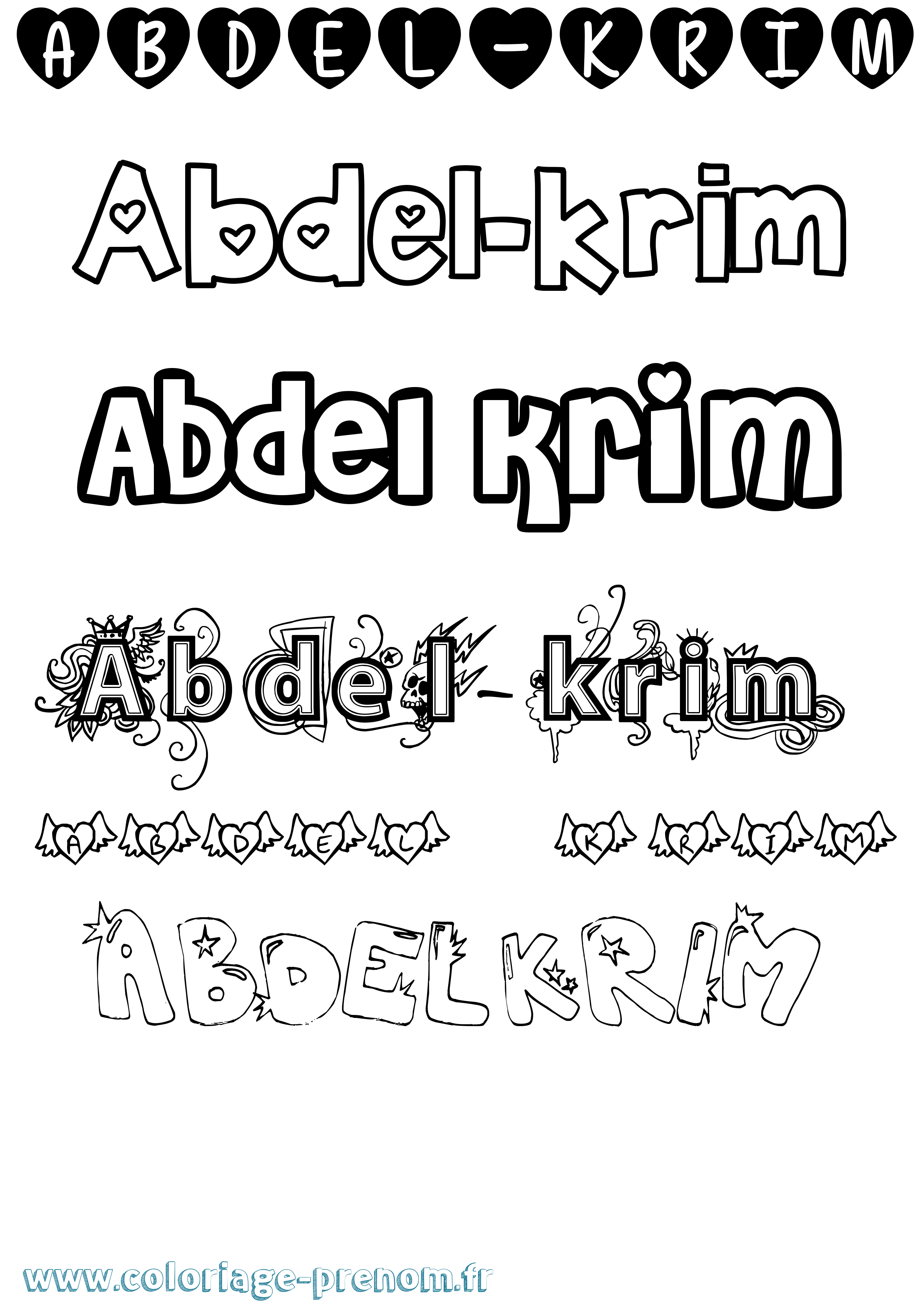 Coloriage prénom Abdel-Krim Girly
