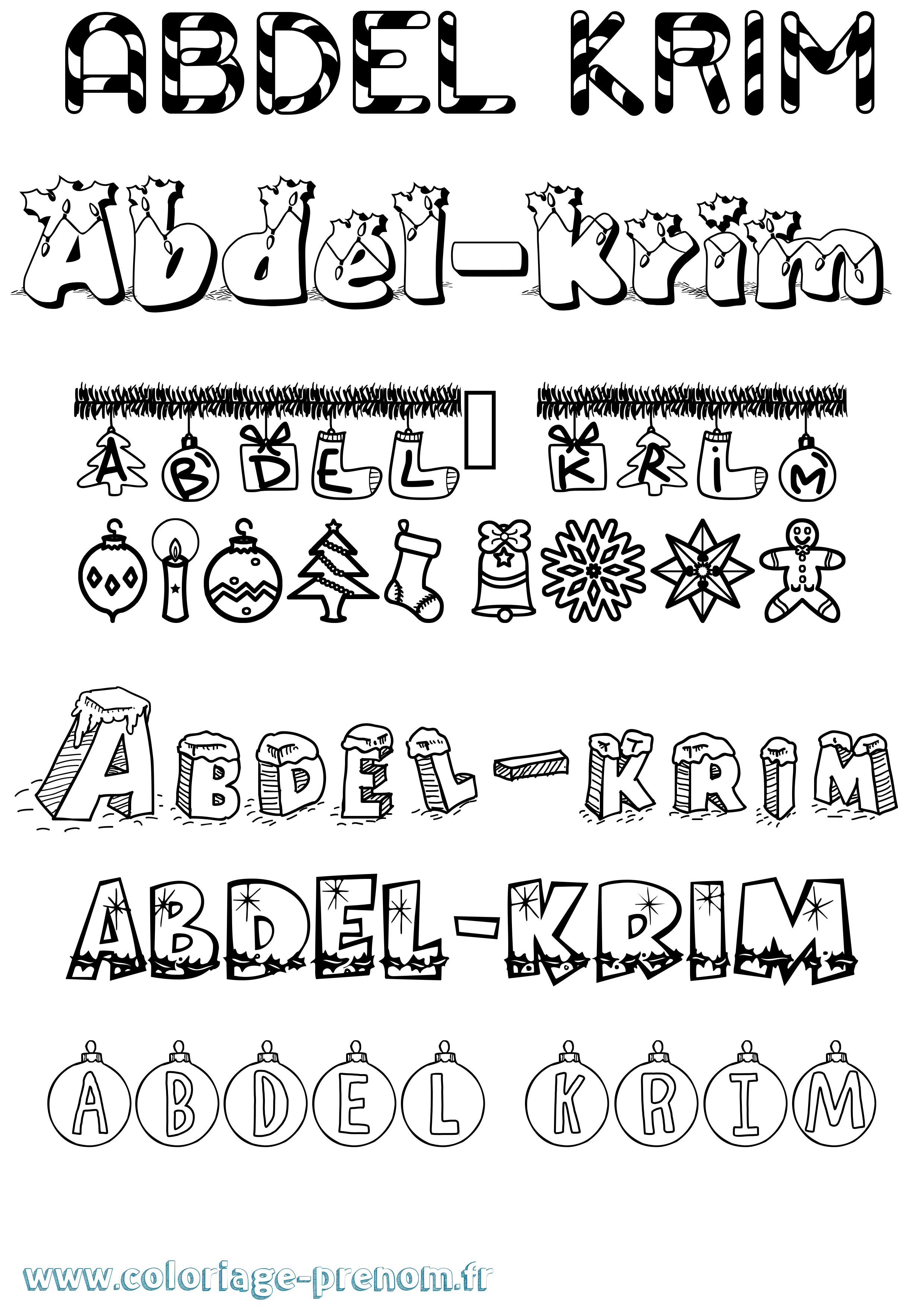 Coloriage Abdel-Krim Noël Coloriage prénom Abdel-Krim Noël
