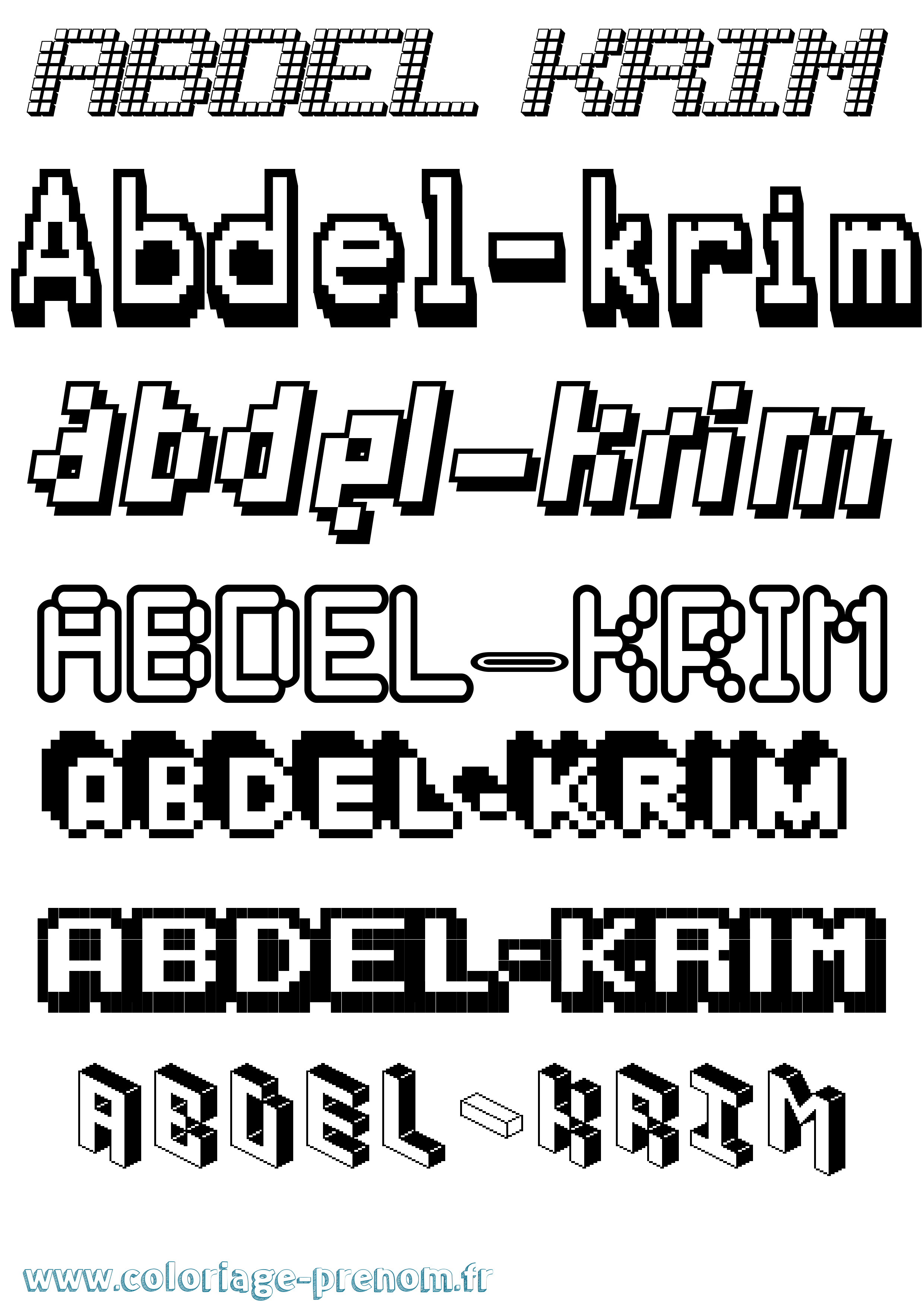 Coloriage Abdel-Krim Pixel Coloriage prénom Abdel-Krim Pixel