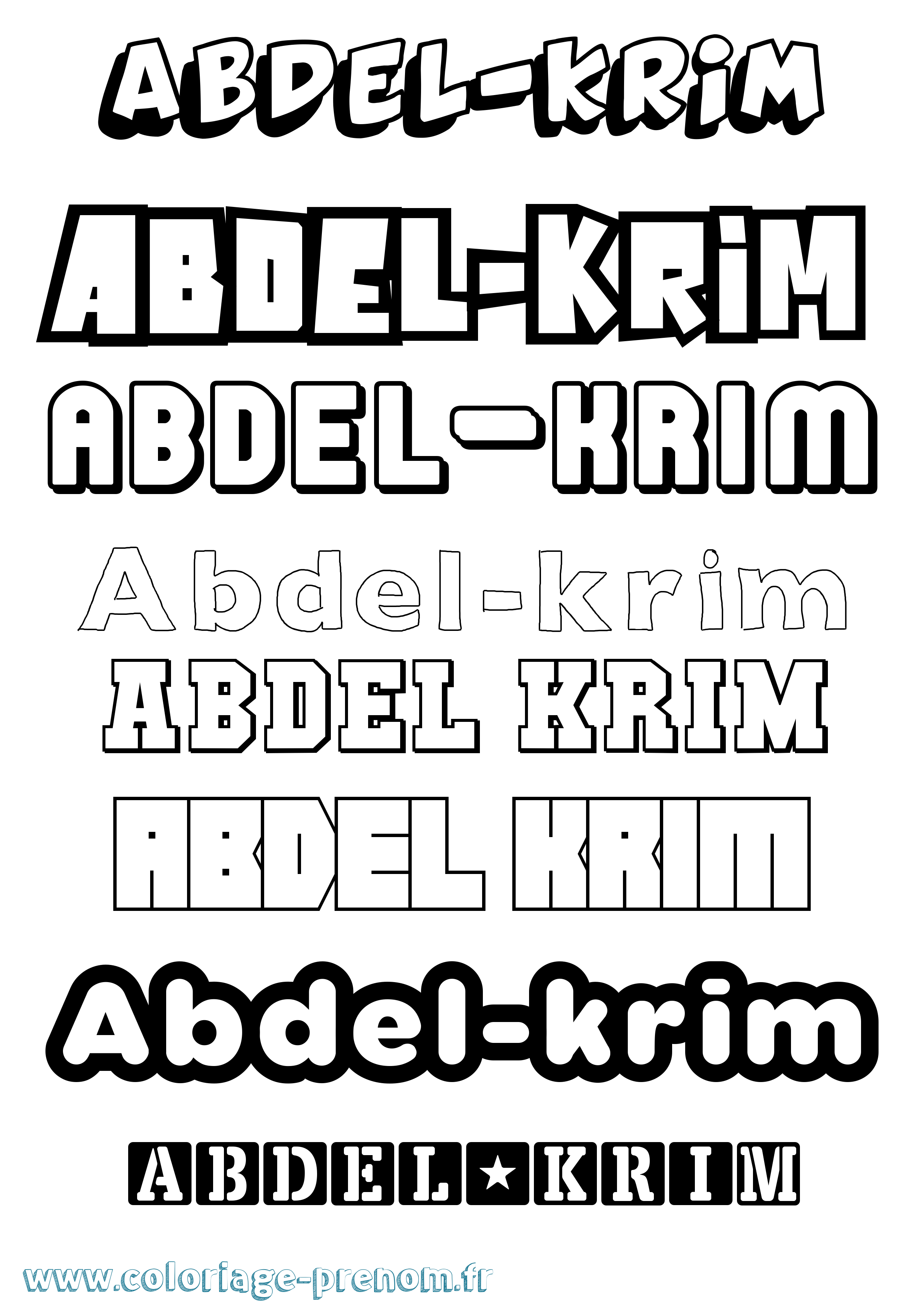 Coloriage Abdel-Krim Simple Coloriage prénom Abdel-Krim Simple