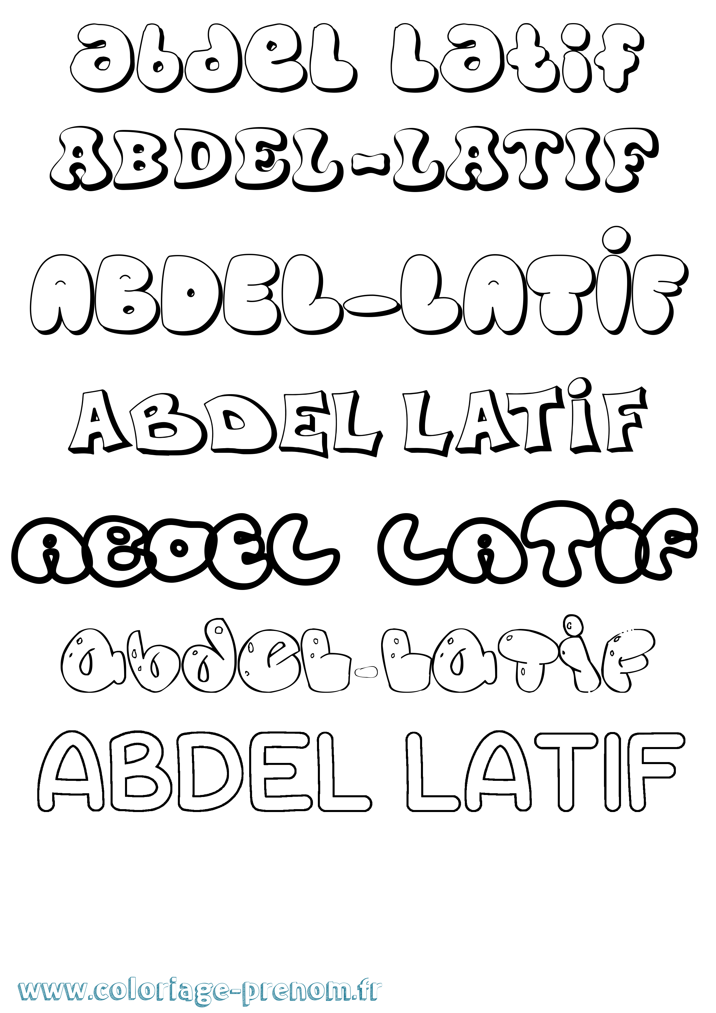 Coloriage prénom Abdel-Latif Bubble