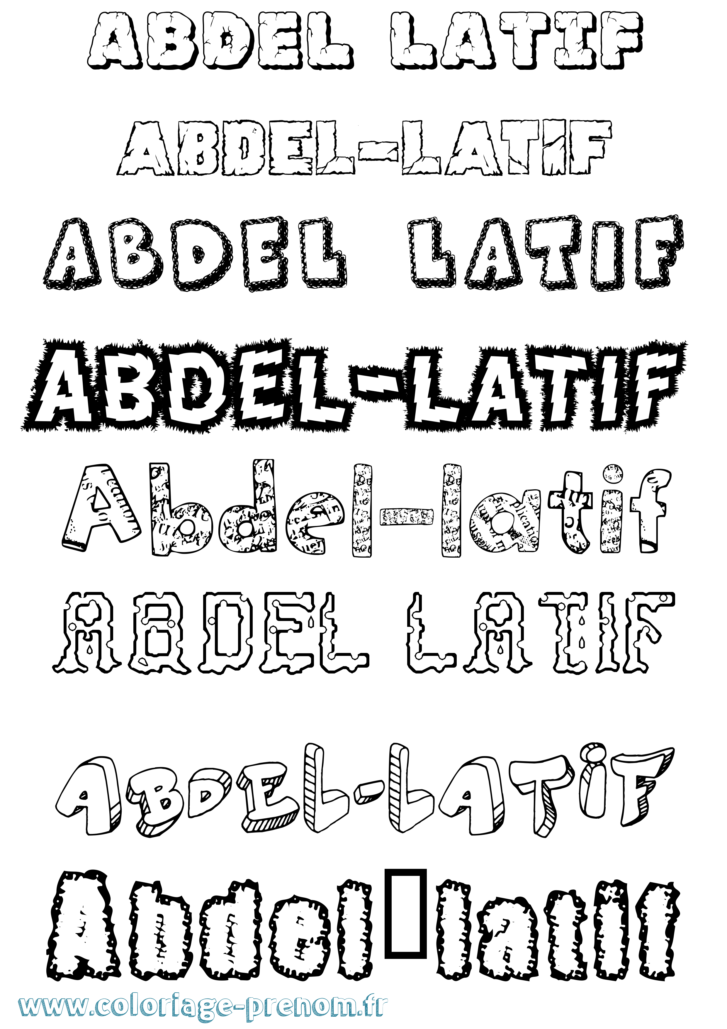 Coloriage prénom Abdel-Latif Destructuré