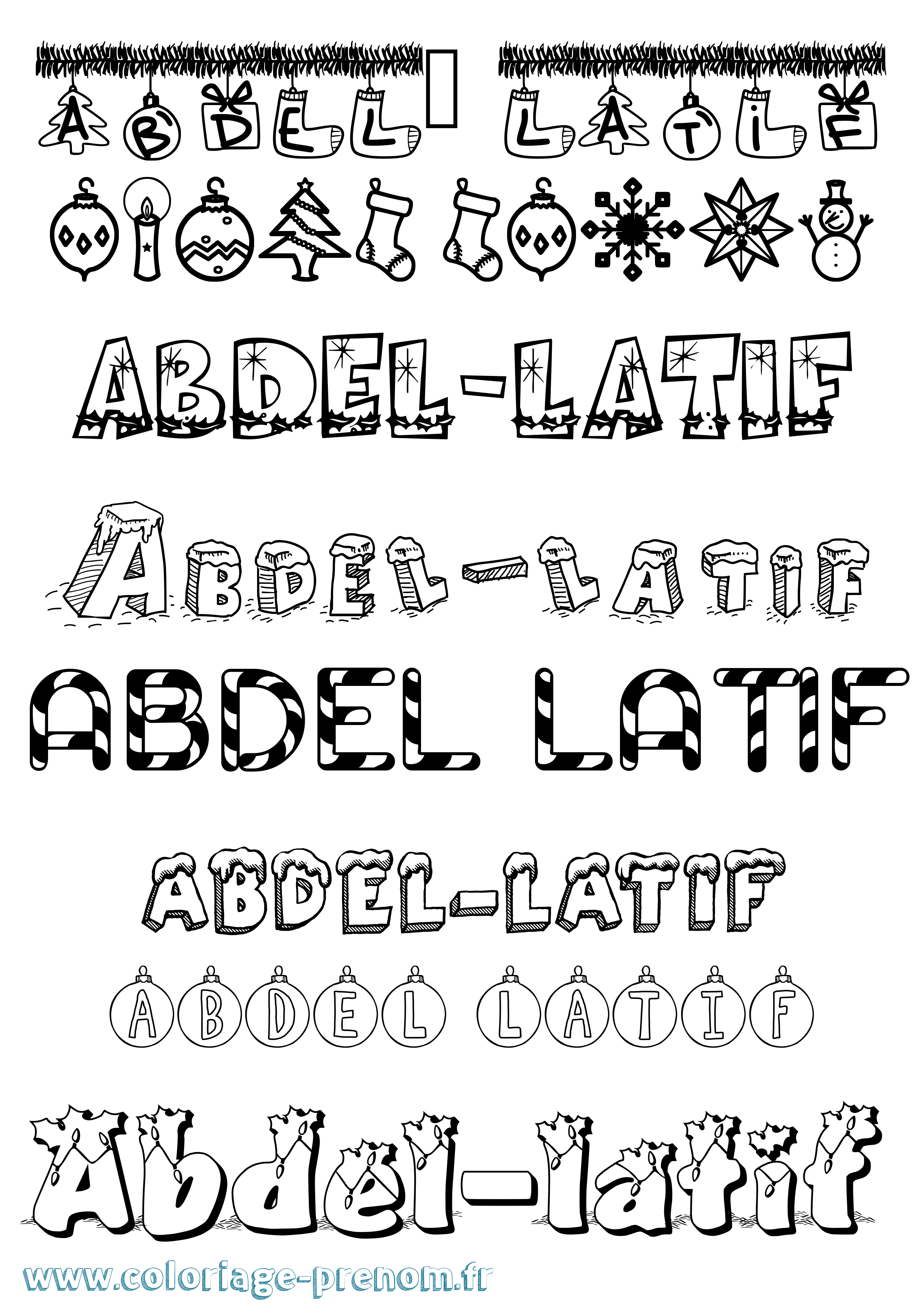 Coloriage prénom Abdel-Latif Noël