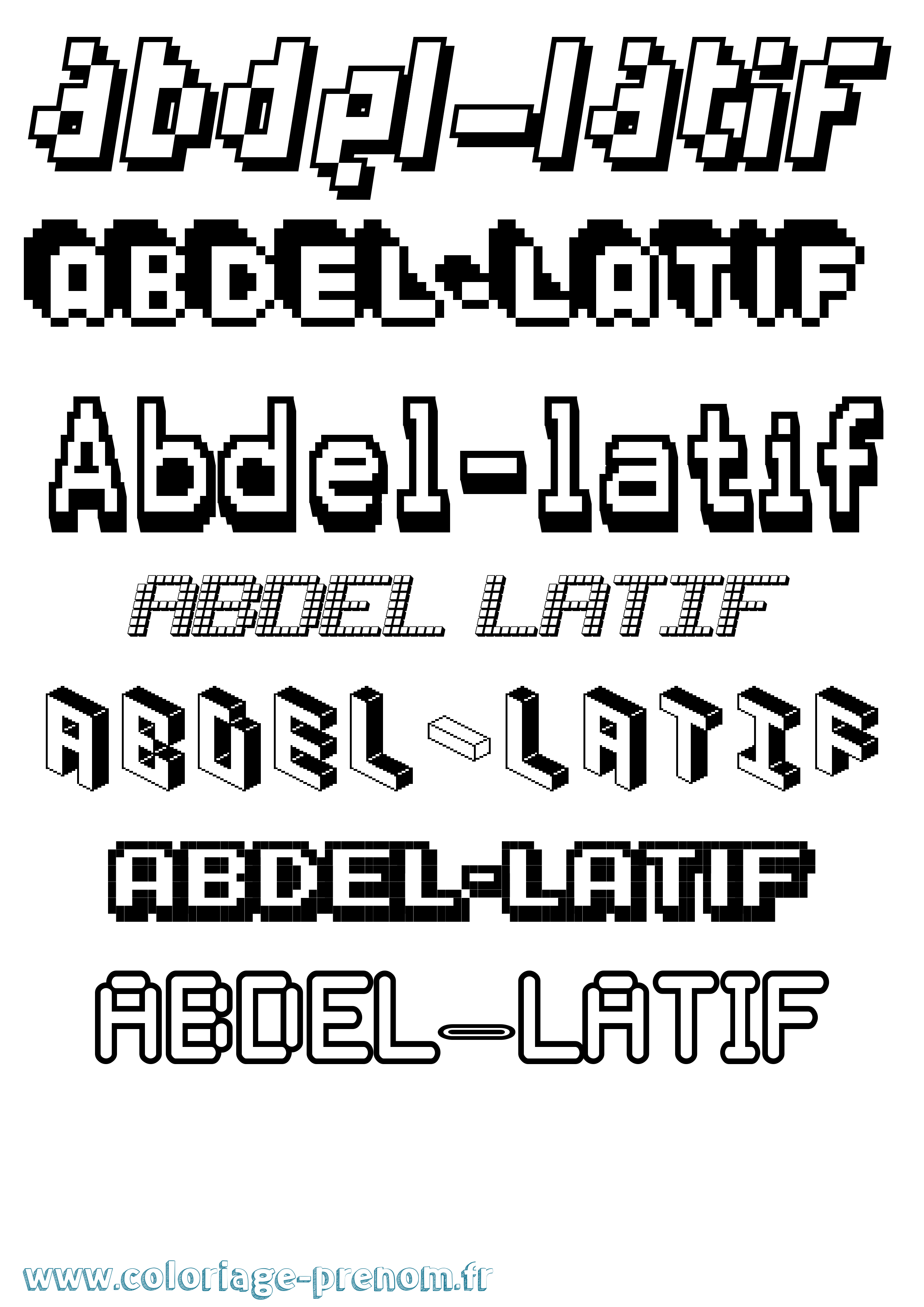 Coloriage prénom Abdel-Latif Pixel